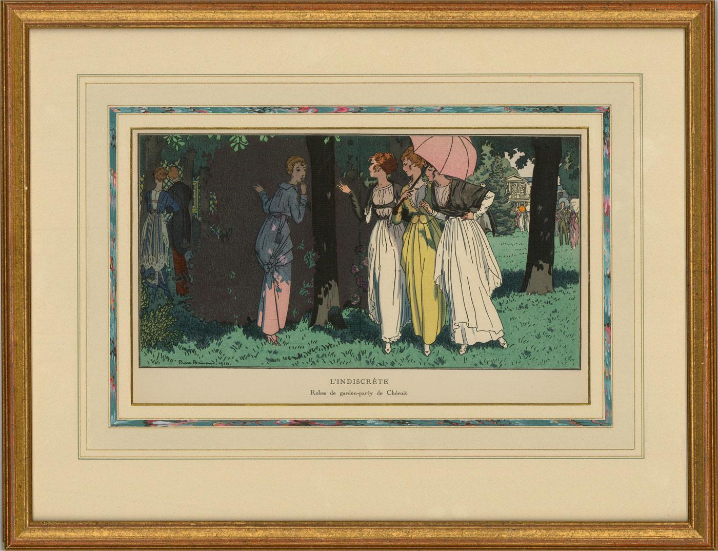 Pierre Brissaud (1885â€“1964) - 1914 Pochoir Print, L'Indiscrete For Sale 1