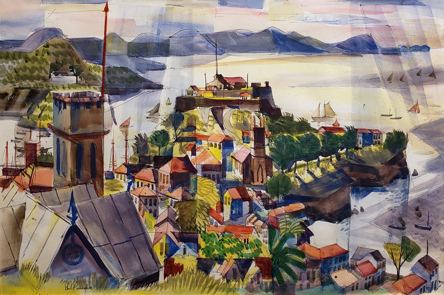 Port, 1949 - Painting by Phillip Herschel Paradise