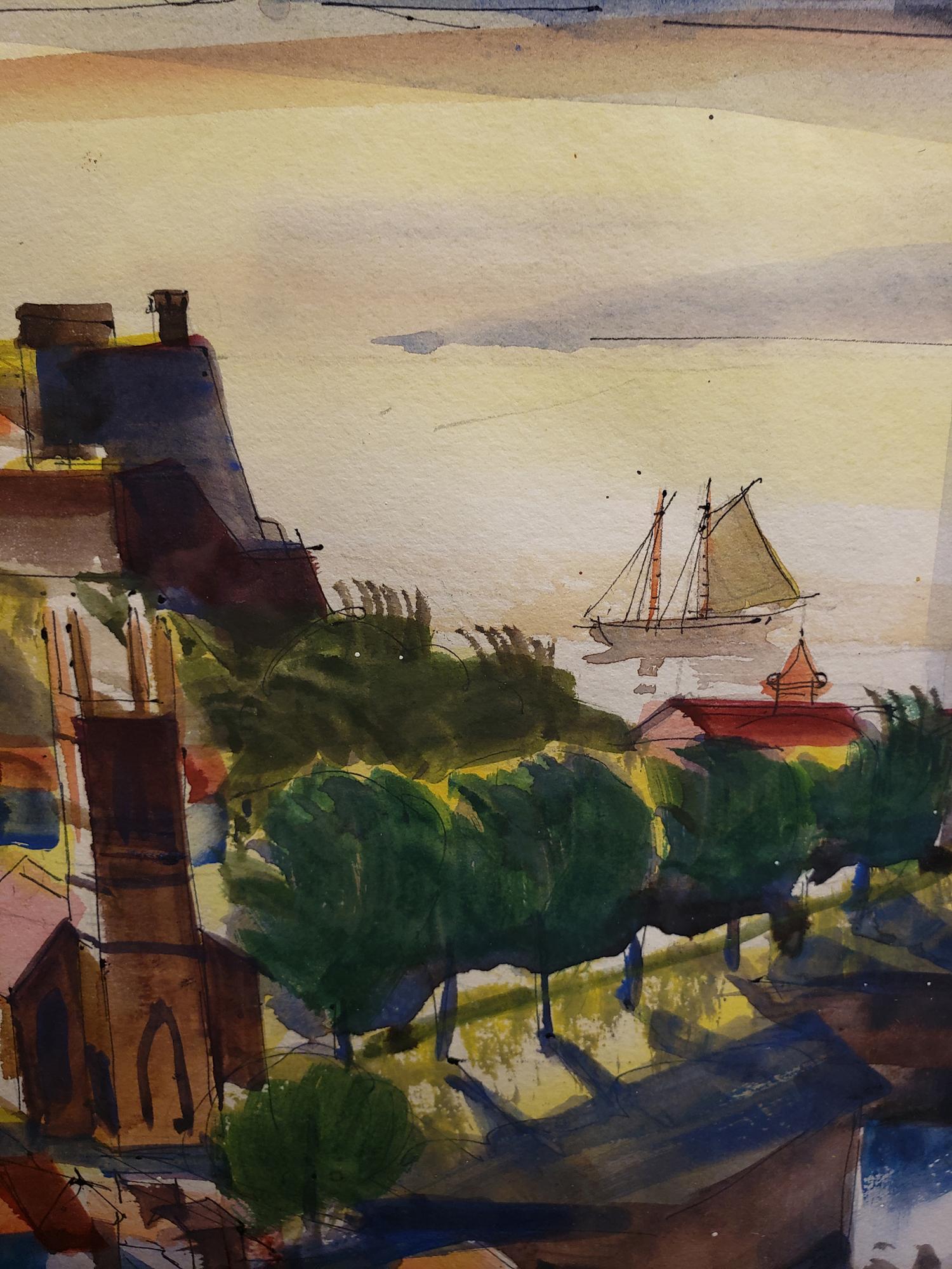 Port, 1949 - Impressionist Painting by Phillip Herschel Paradise