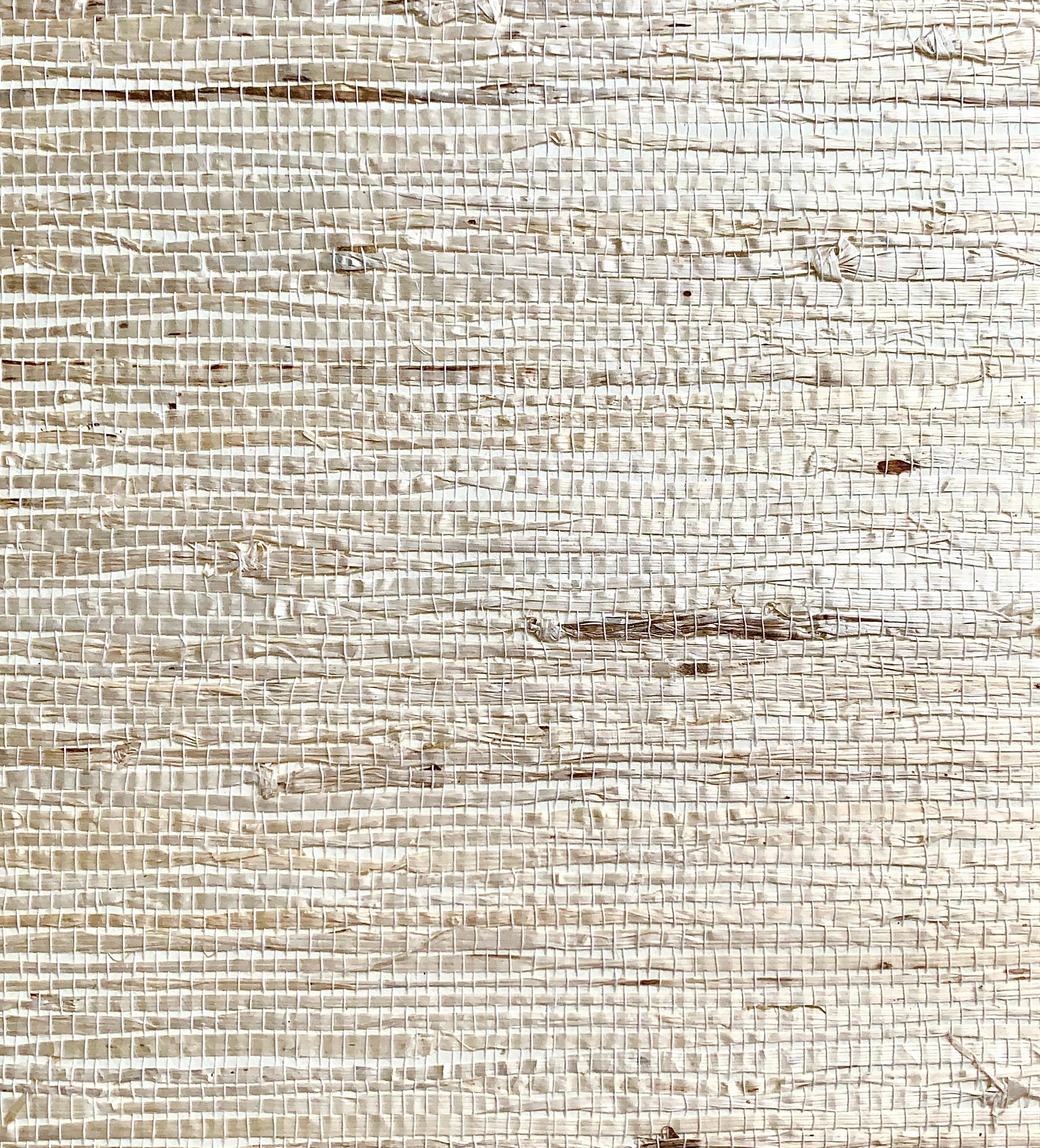 Phillip Jeffries extra-fine arrowroot handmade natural wallpaper, feather colorway. Handmade Arrowroot grass cloth wall covering. Sold by 8 yard bolt. MSRP per yard: 78 USD (624 per bolt).