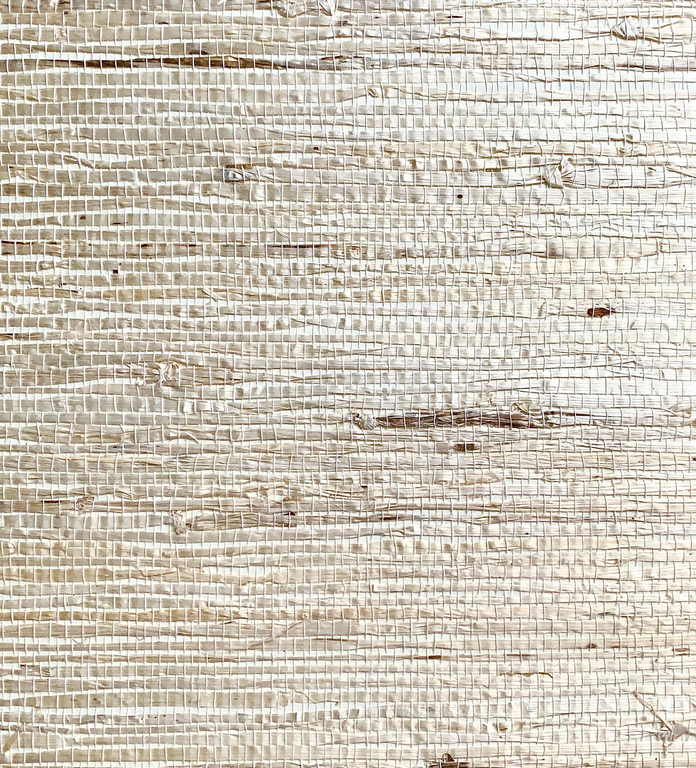 Phillip Jeffries extra-fine arrowroot handmade natural wallpaper, feather colorway. Handmade arrowroot grass cloth wall covering. Sold by 8 yard bolt. MSRP per yard: 78 USD (624 per bolt).