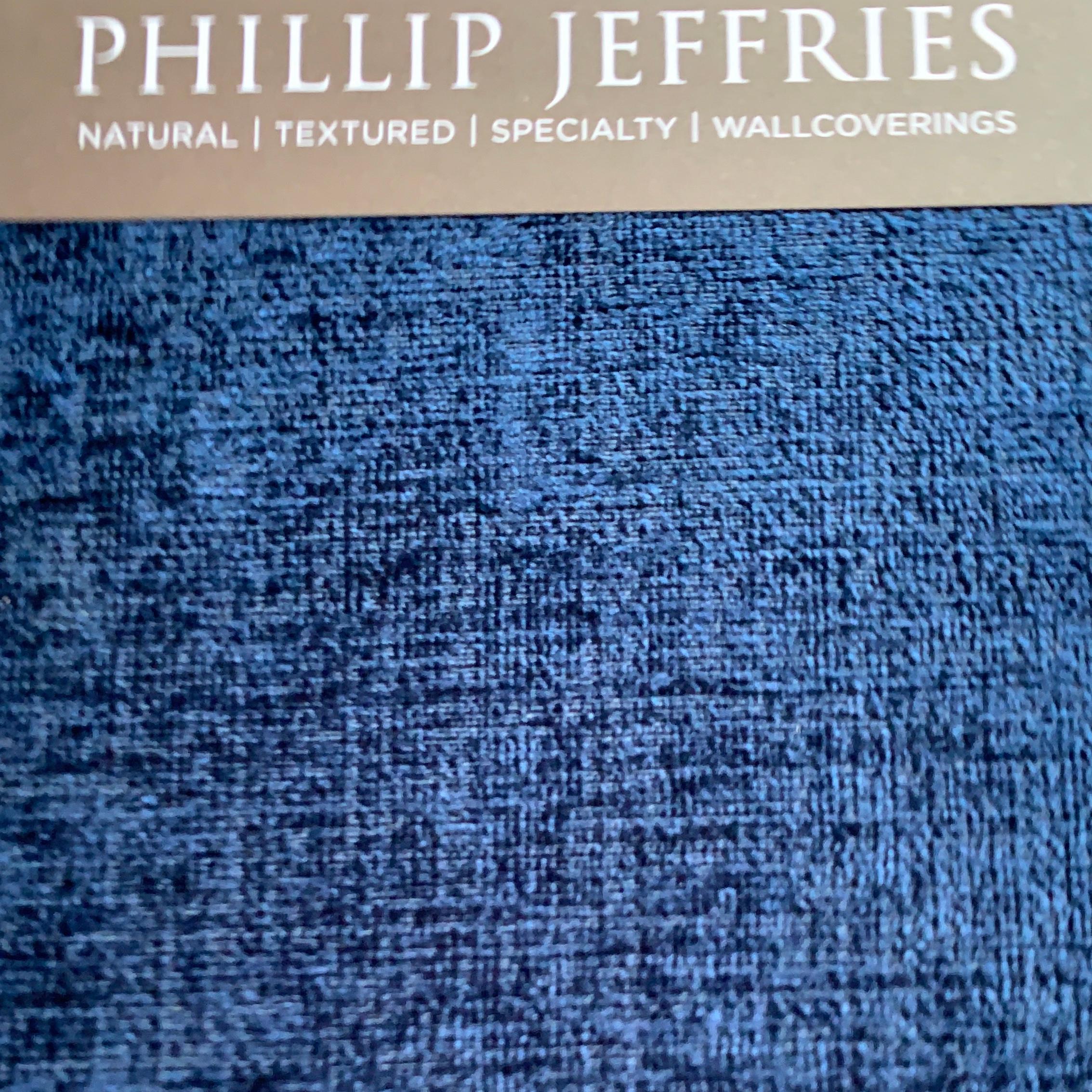 Modern Phillip Jeffries Florencia Cerulian Mer Tailored Walls Textile Wallpaper, Blue