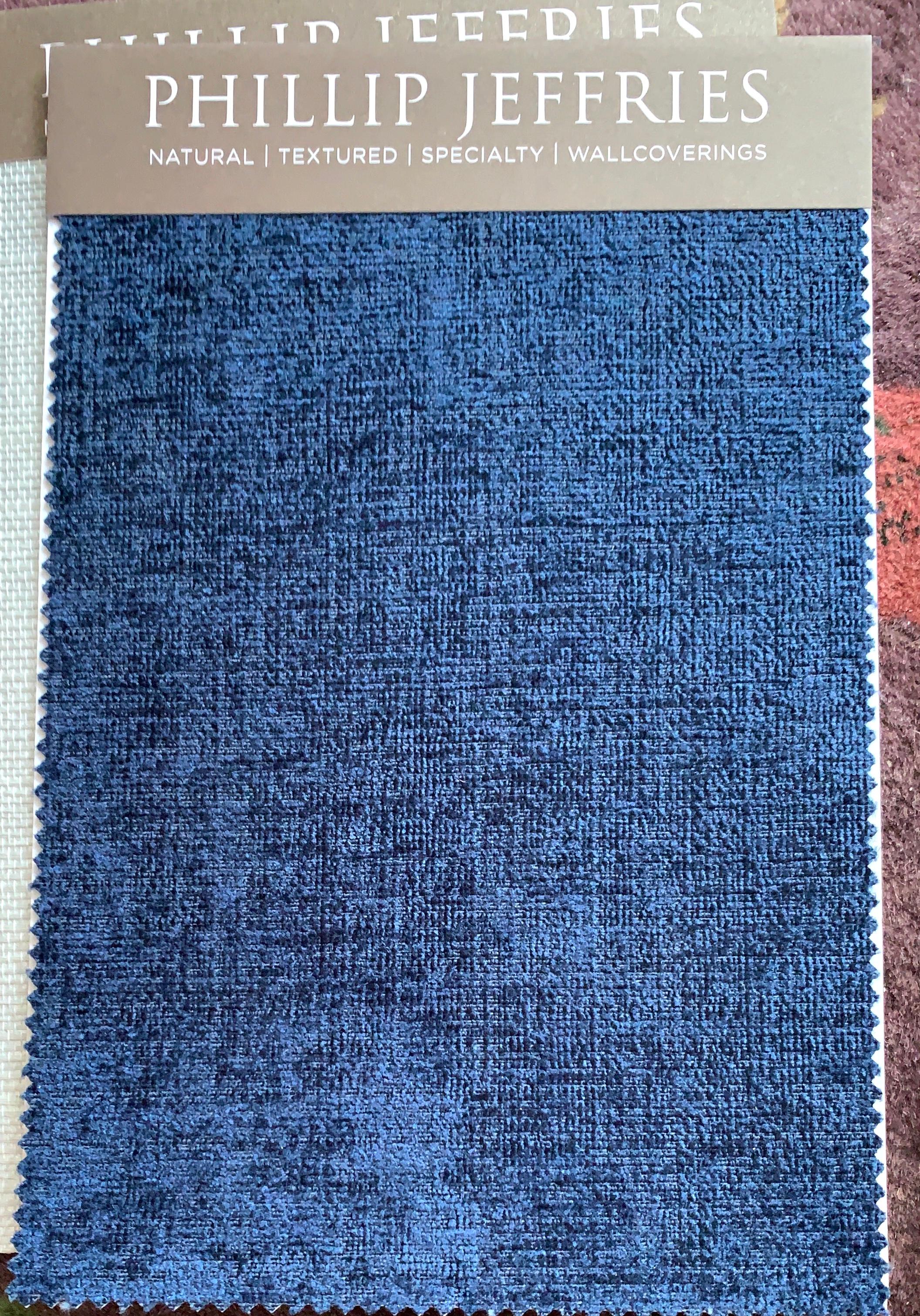 American Phillip Jeffries Florencia Cerulian Mer Tailored Walls Textile Wallpaper, Blue