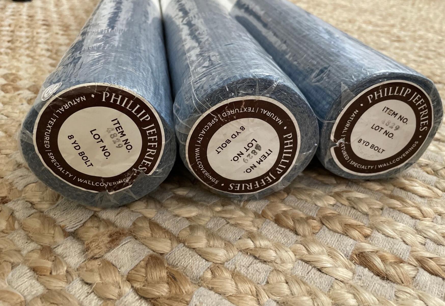 Japanese Phillip Jeffries Juicy Jute Natural Handmade Grasscloth Wallpaper, Blueberry For Sale