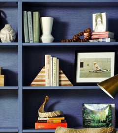 Phillip Jeffries Manila Hemp Navy Vinyl Wallpaper, Blue, PJ 7740