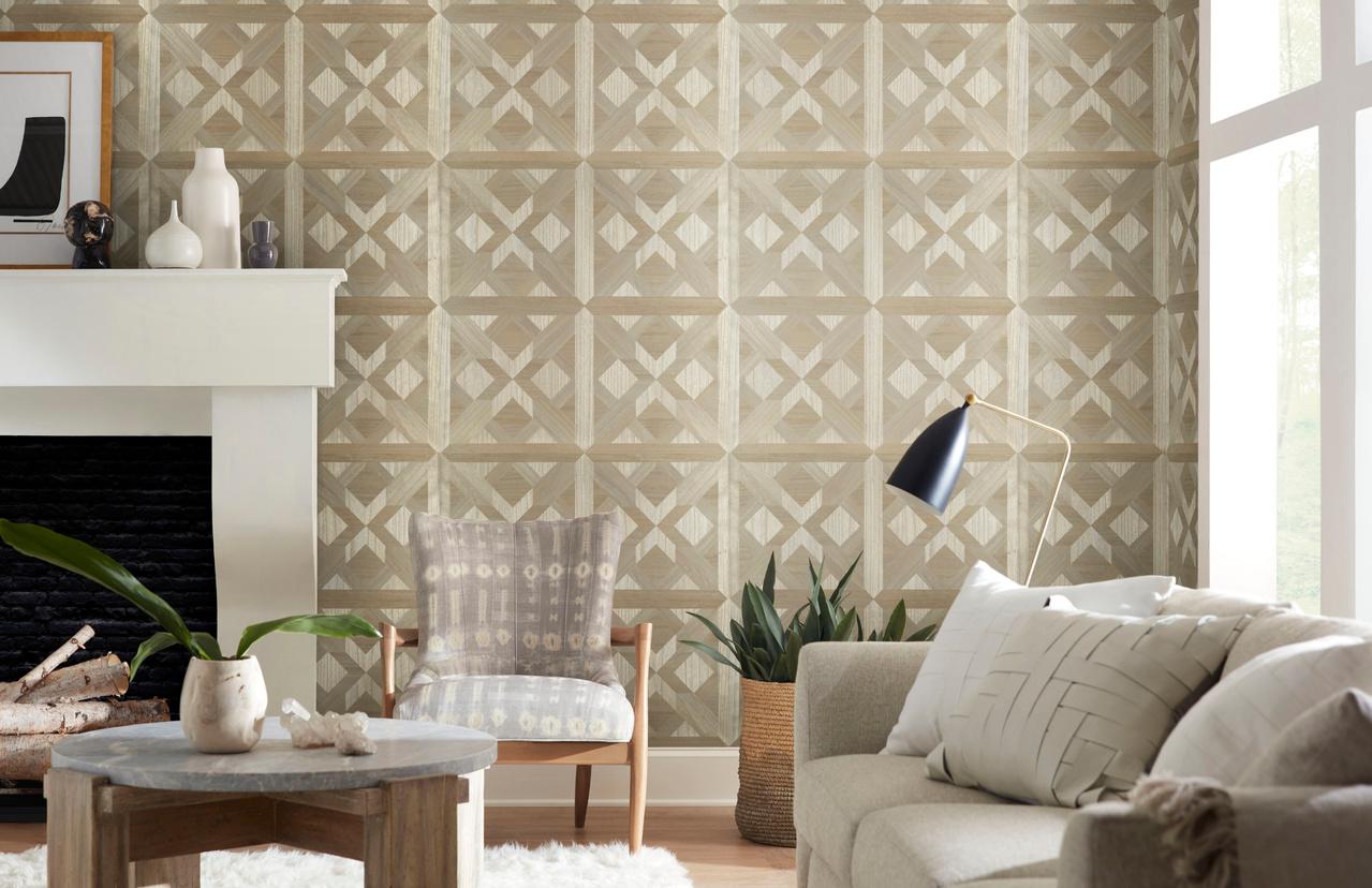 Modern Phillip Jeffries Palazzo Pine Portico Wood Veneer Wallcovering, Japan. For Sale