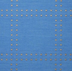 Phillip Jeffries Rivets 5872 Chrome on Blue Linen Wallcovering, Custom Wallpaper