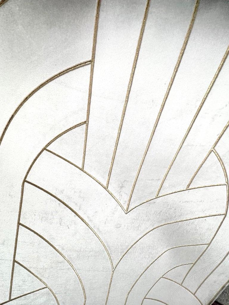 Phillip Jeffries Cocoon-Tapete aus weißem Samt, Laserschnitt, vergoldetes Samt-Textil im Angebot 2
