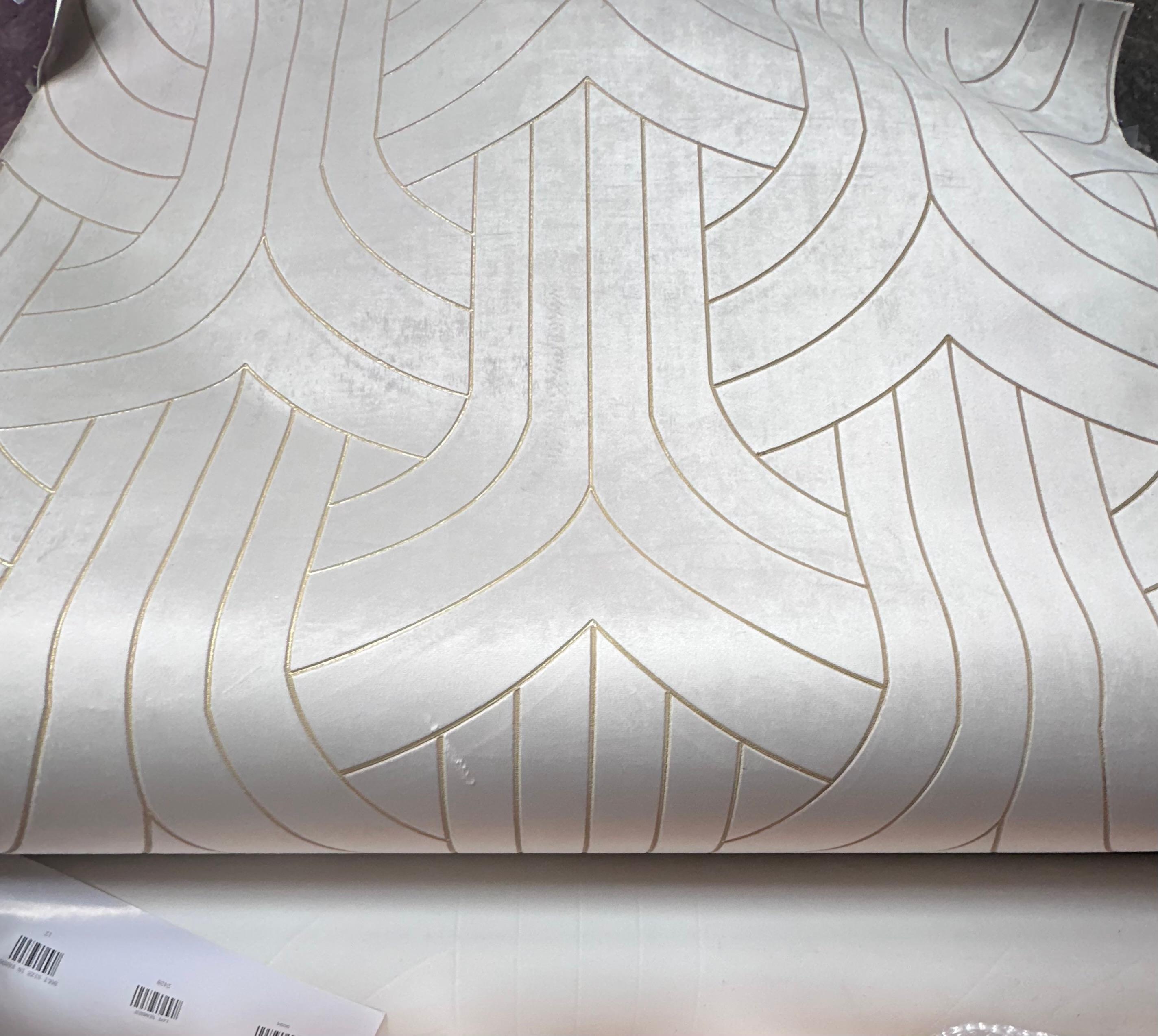 Phillip Jeffries Cocoon-Tapete aus weißem Samt, Laserschnitt, vergoldetes Samt-Textil im Angebot 4