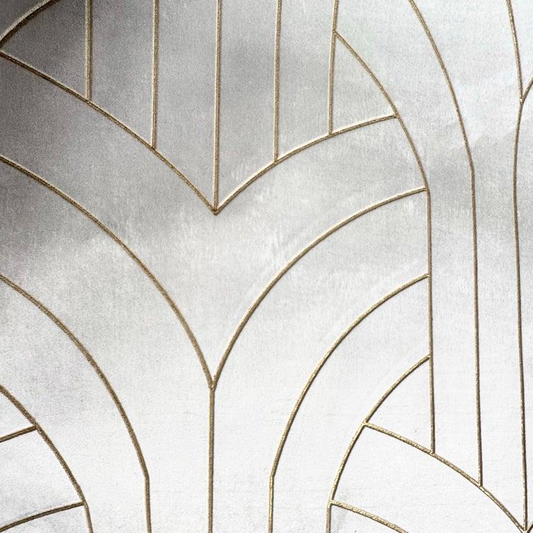 Phillip Jeffries Cocoon-Tapete aus weißem Samt, Laserschnitt, vergoldetes Samt-Textil im Angebot 3