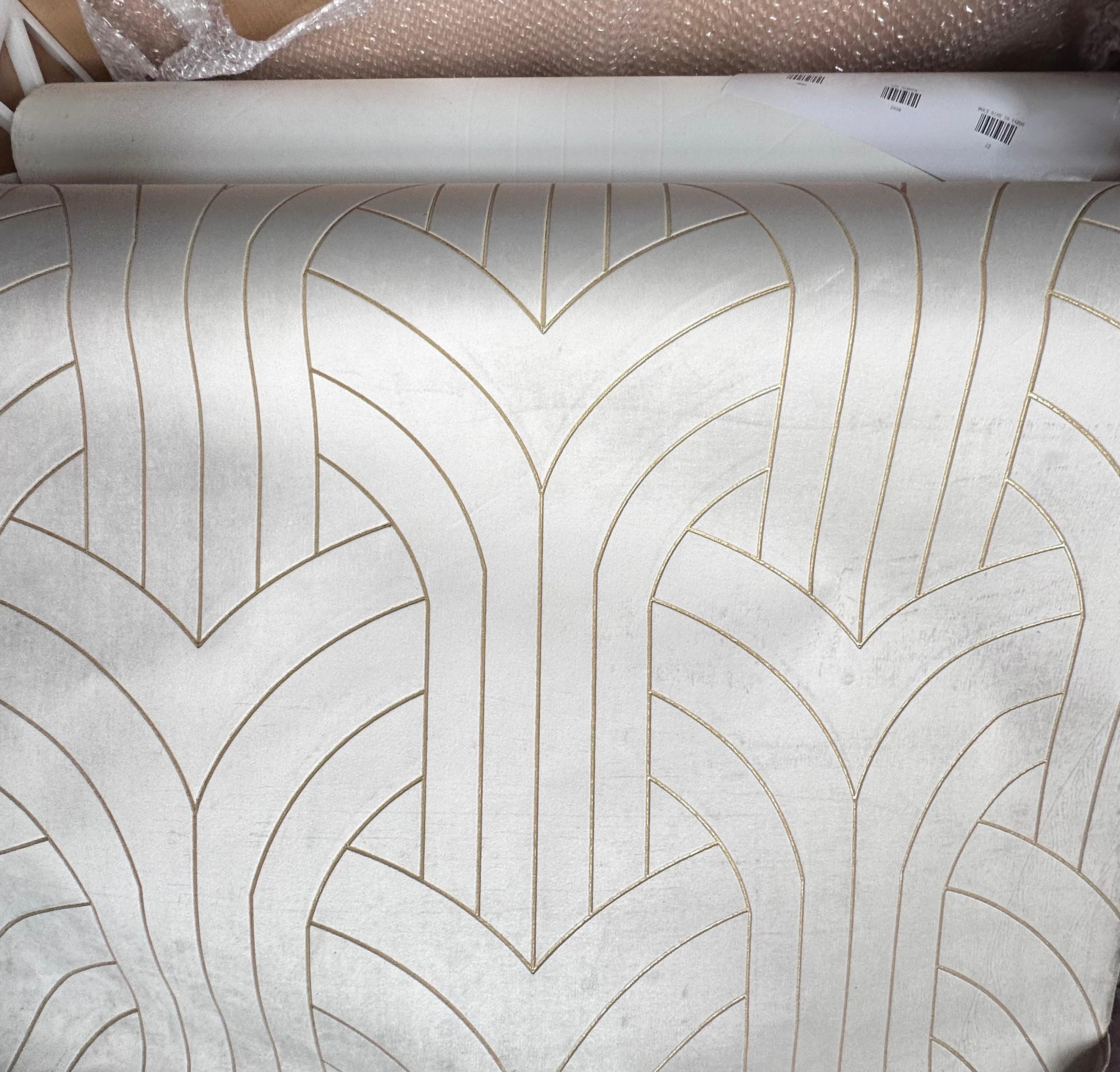 Phillip Jeffries Cocoon-Tapete aus weißem Samt, Laserschnitt, vergoldetes Samt-Textil im Angebot 5