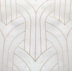 Phillip Jeffries - Papier peint cocon en velours blanc, textile en velours doré découpé au laser