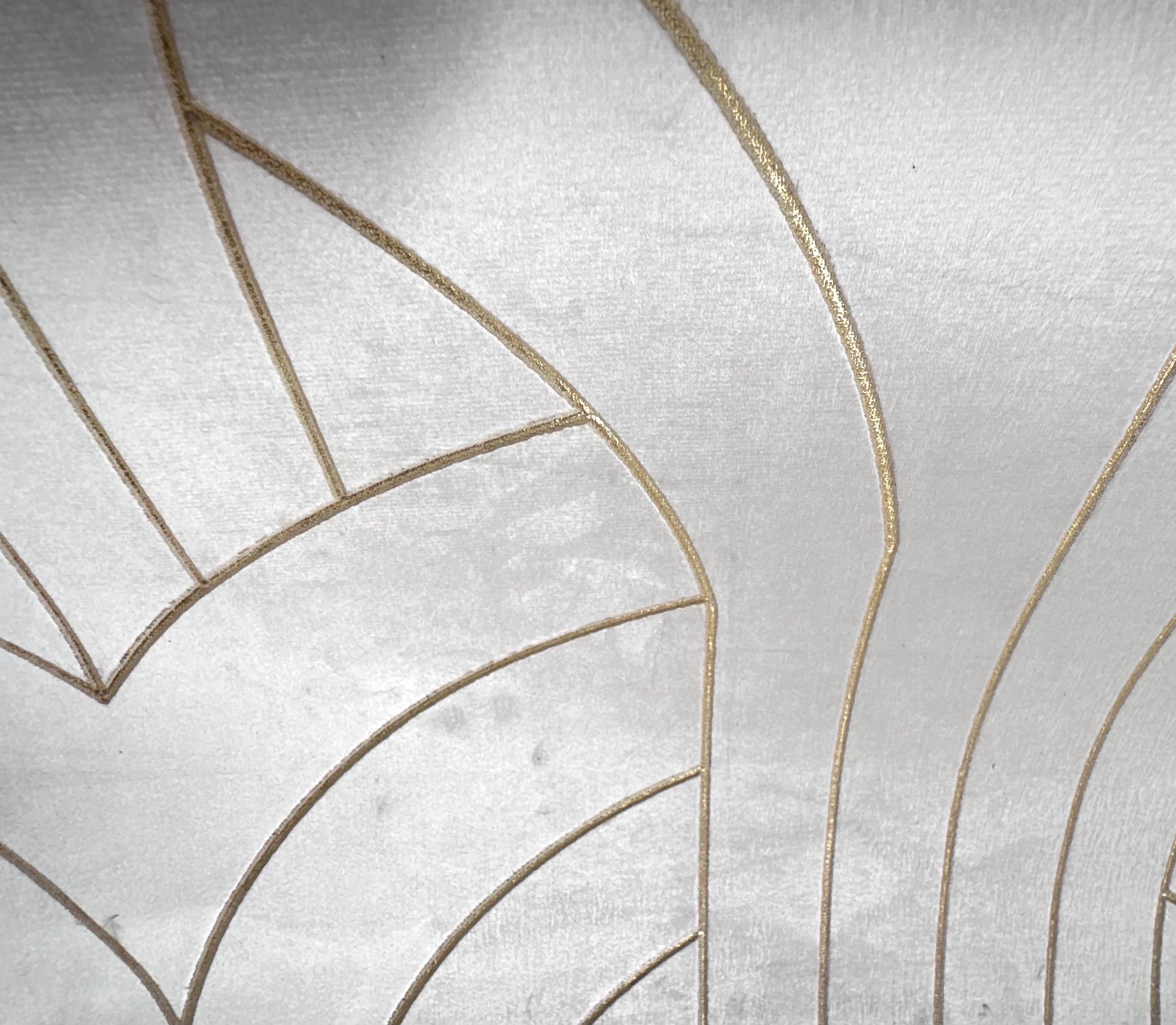 Phillip Jeffries Cocoon-Tapete aus weißem Samt, Laserschnitt, vergoldetes Samt-Textil (amerikanisch) im Angebot