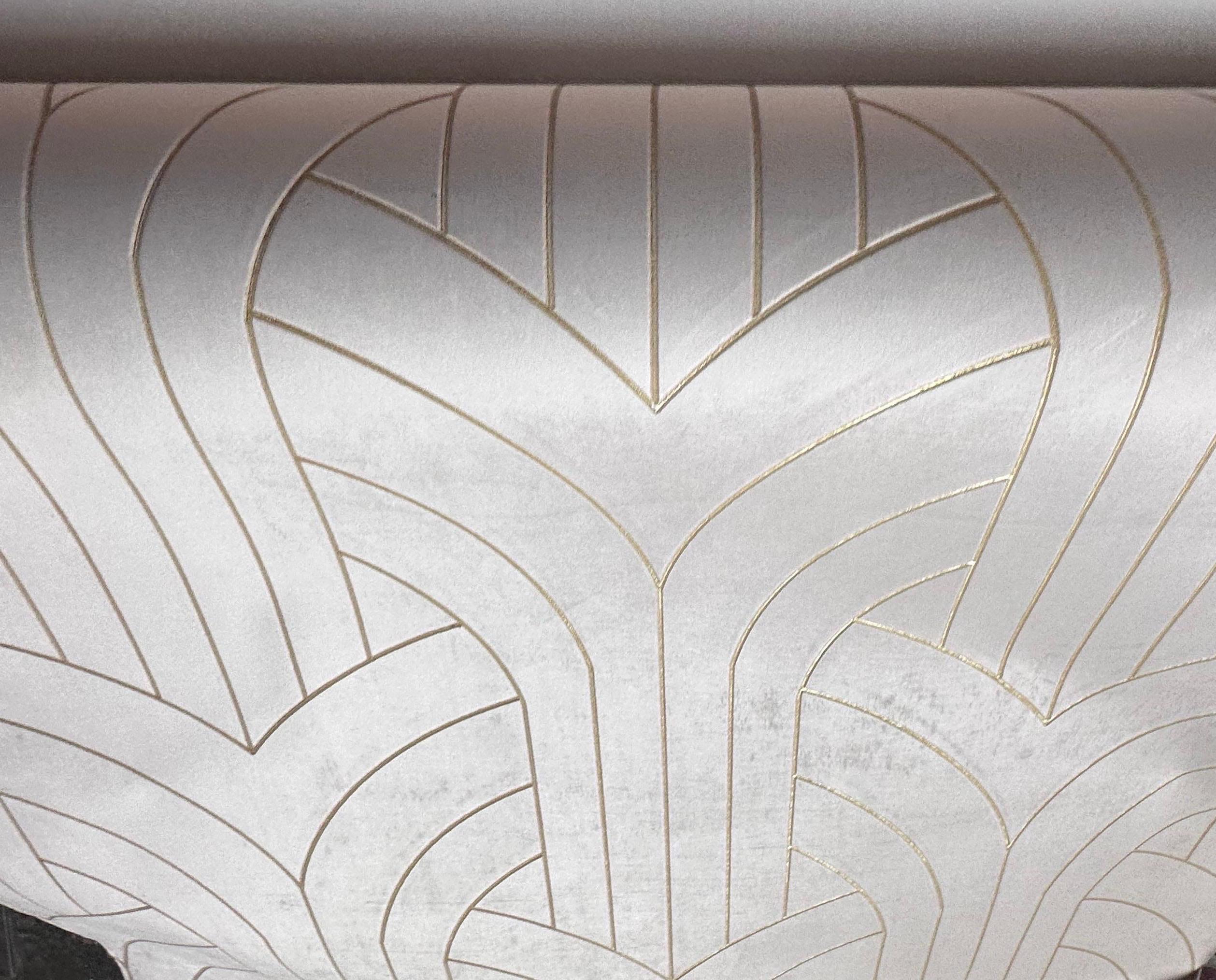 Phillip Jeffries Cocoon-Tapete aus weißem Samt, Laserschnitt, vergoldetes Samt-Textil (21. Jahrhundert und zeitgenössisch) im Angebot