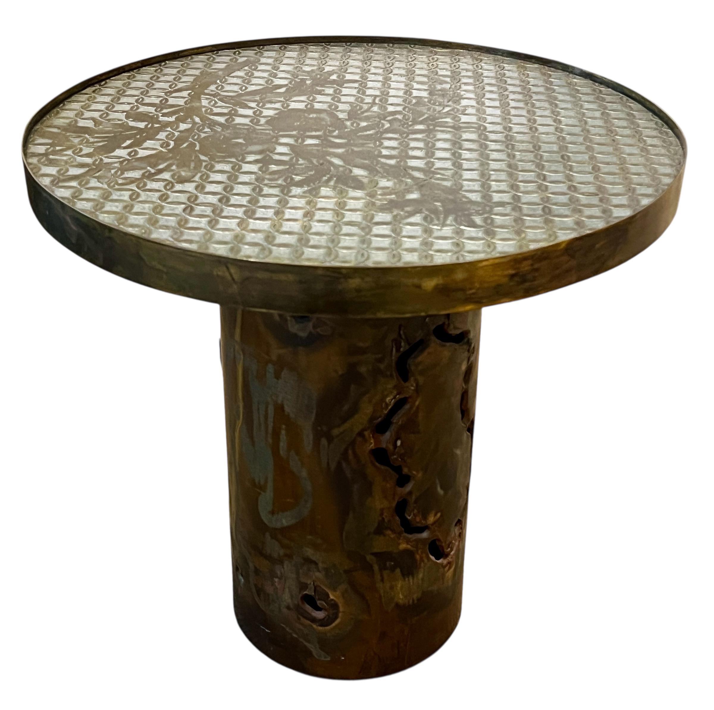 American Phillip & Kelvin LaVerne Attributed Circular Side Table For Sale