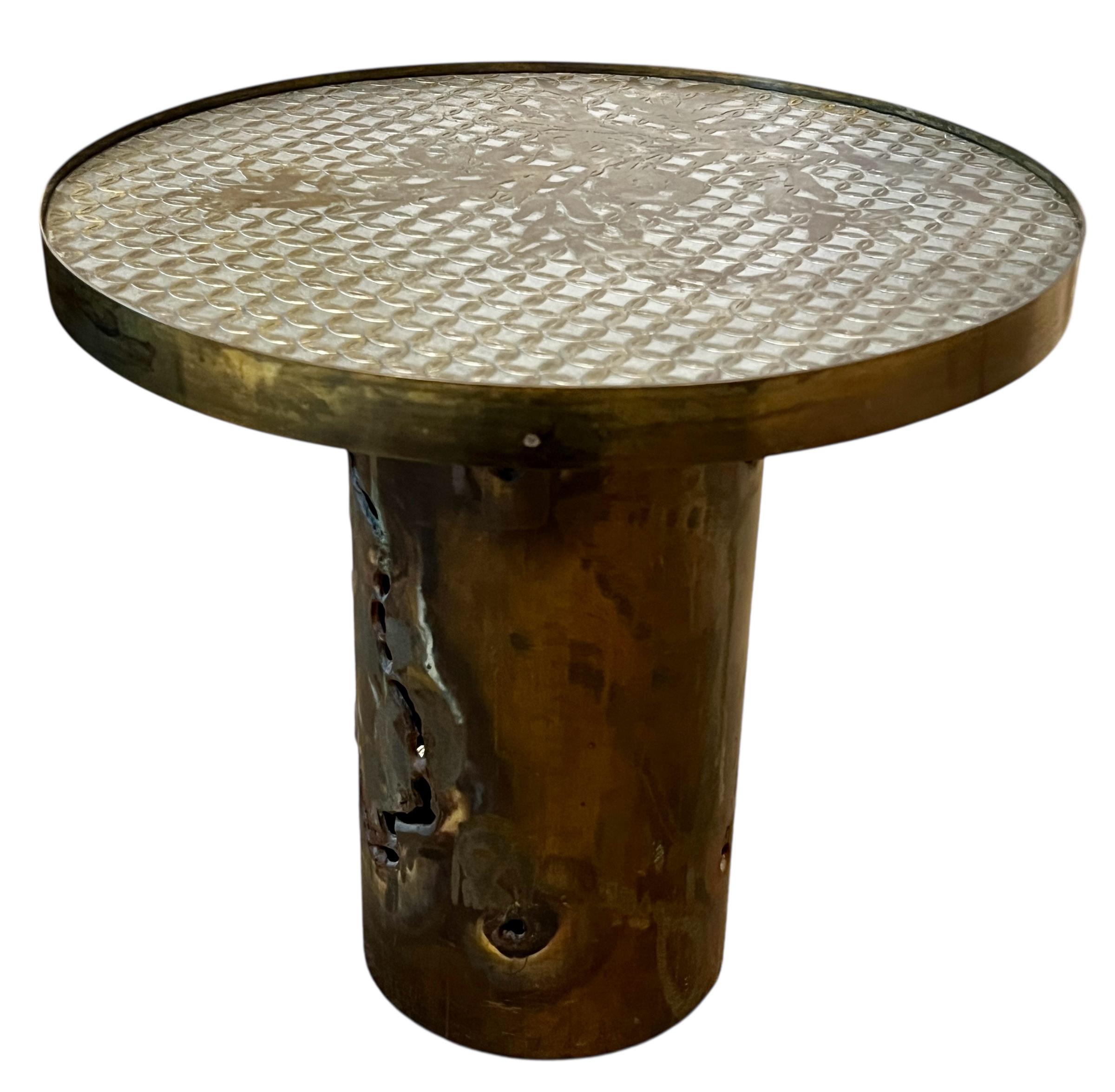 Phillip & Kelvin LaVerne Attributed Circular Side Table In Good Condition For Sale In New York, NY