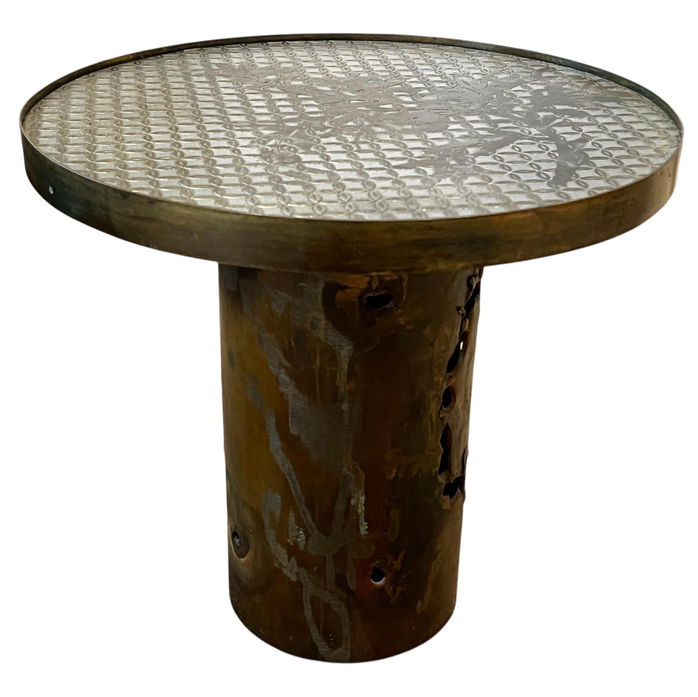 20th Century Phillip & Kelvin LaVerne Attributed Circular Side Table For Sale