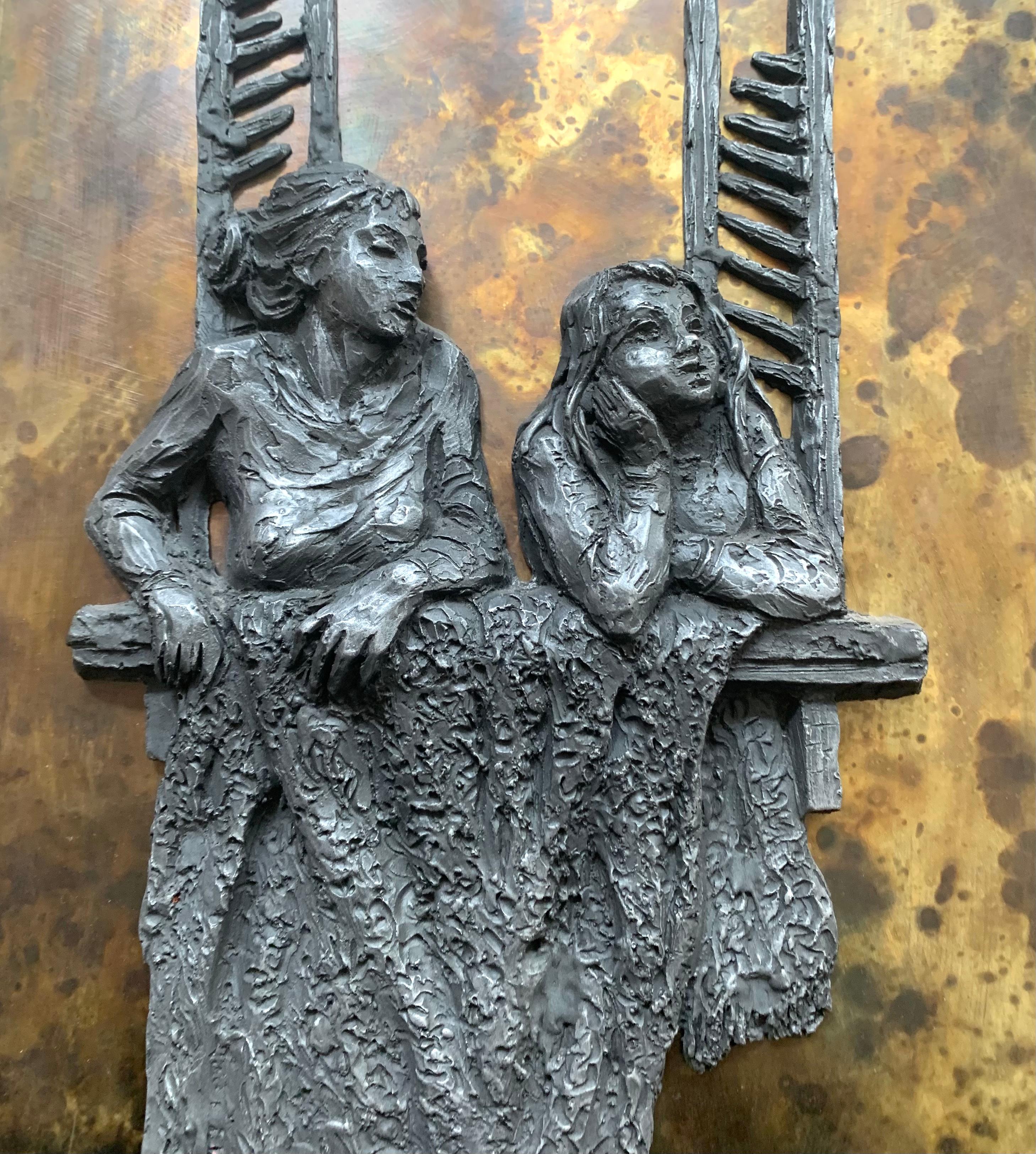 Phillip, Kelvin Laverne Mother and Daughter wall sculpture, Bronze, Pewter, 1967. 

