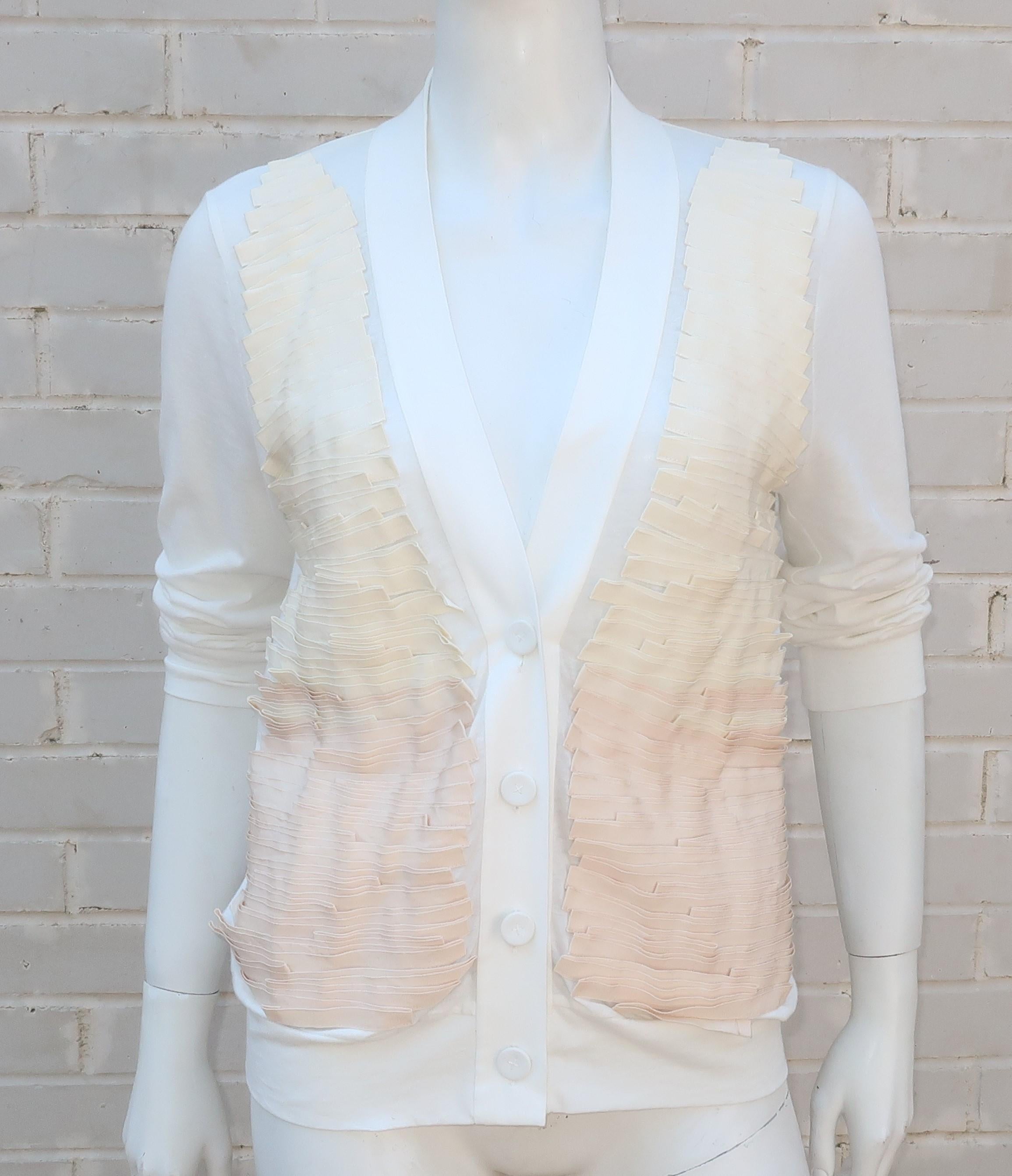 Phillip Lim Cotton Knit Cardigan Jacket With Grosgrain Ribbon Details In Excellent Condition In Atlanta, GA