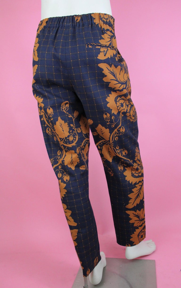 Black Phillip Lim Floral Printed Cotton Pants, SS2007, Size 32 W For Sale