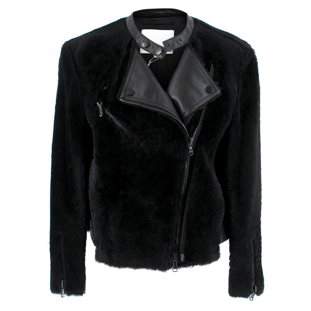 Phillip Lim Motorcycle jacket with Fur and Leather Panelling - Size US 4 For Sale