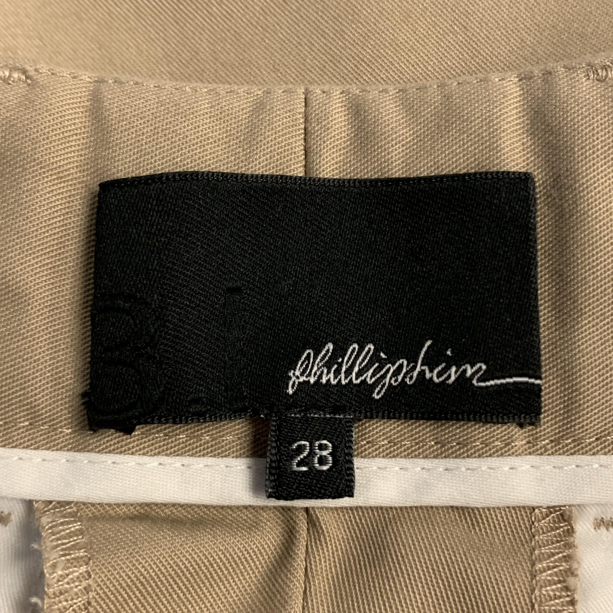 PHILLIP LIM Size 28 Khaki Cotton Blend Tab Front Casual Pants In Excellent Condition In San Francisco, CA