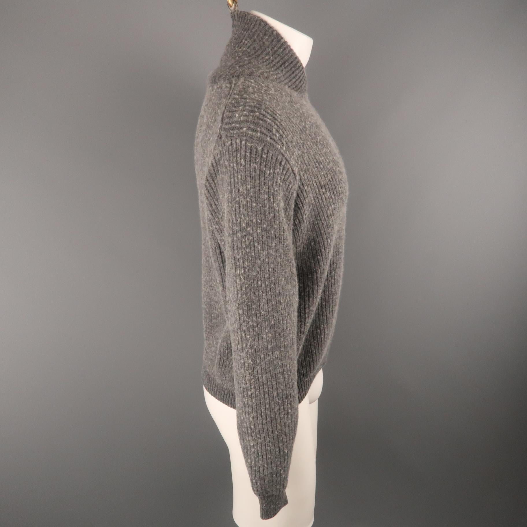 PHILLIP LIM Size S Gray Distressed Viscose Blend Shawl Collar Sweater In New Condition In San Francisco, CA