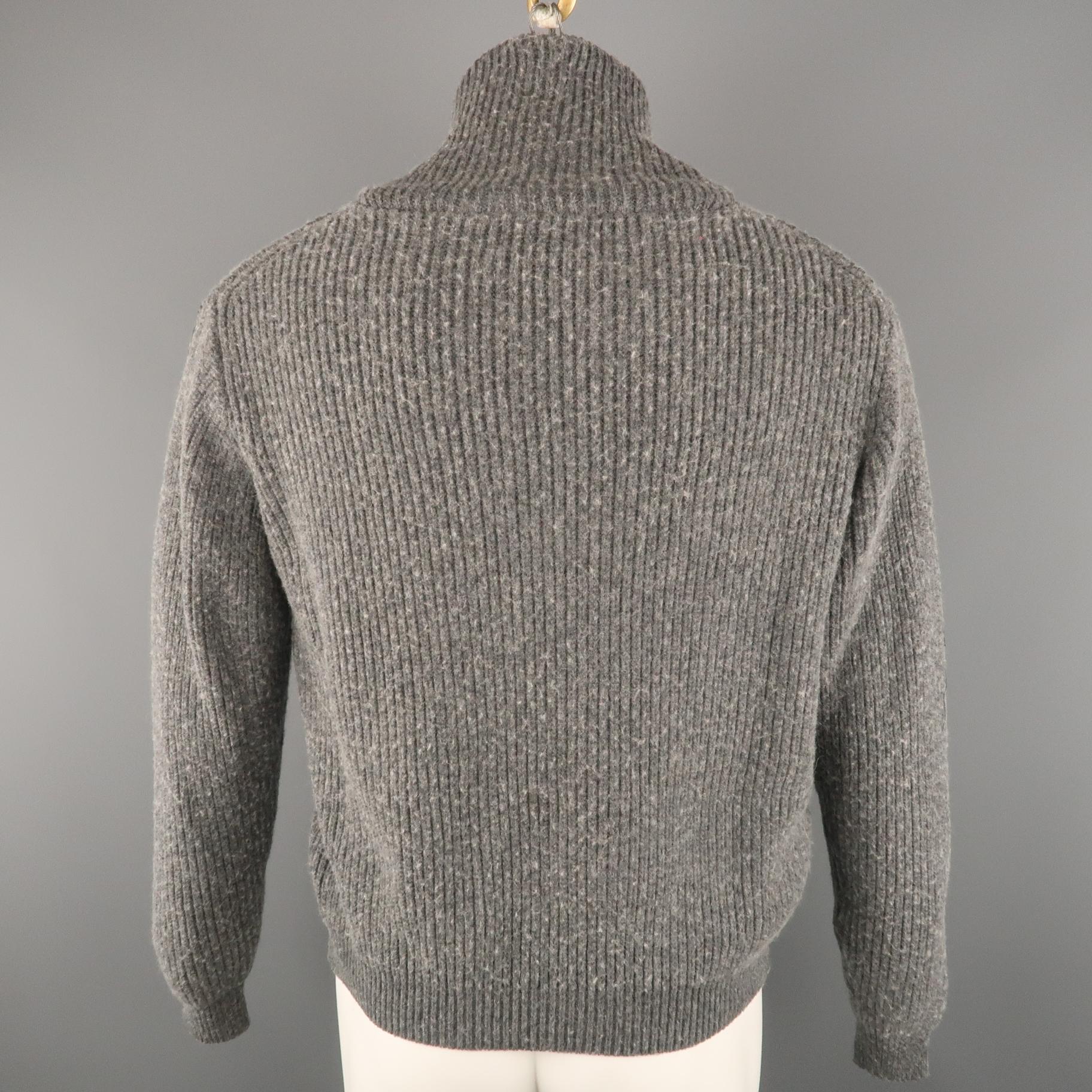 Men's PHILLIP LIM Size S Gray Distressed Viscose Blend Shawl Collar Sweater
