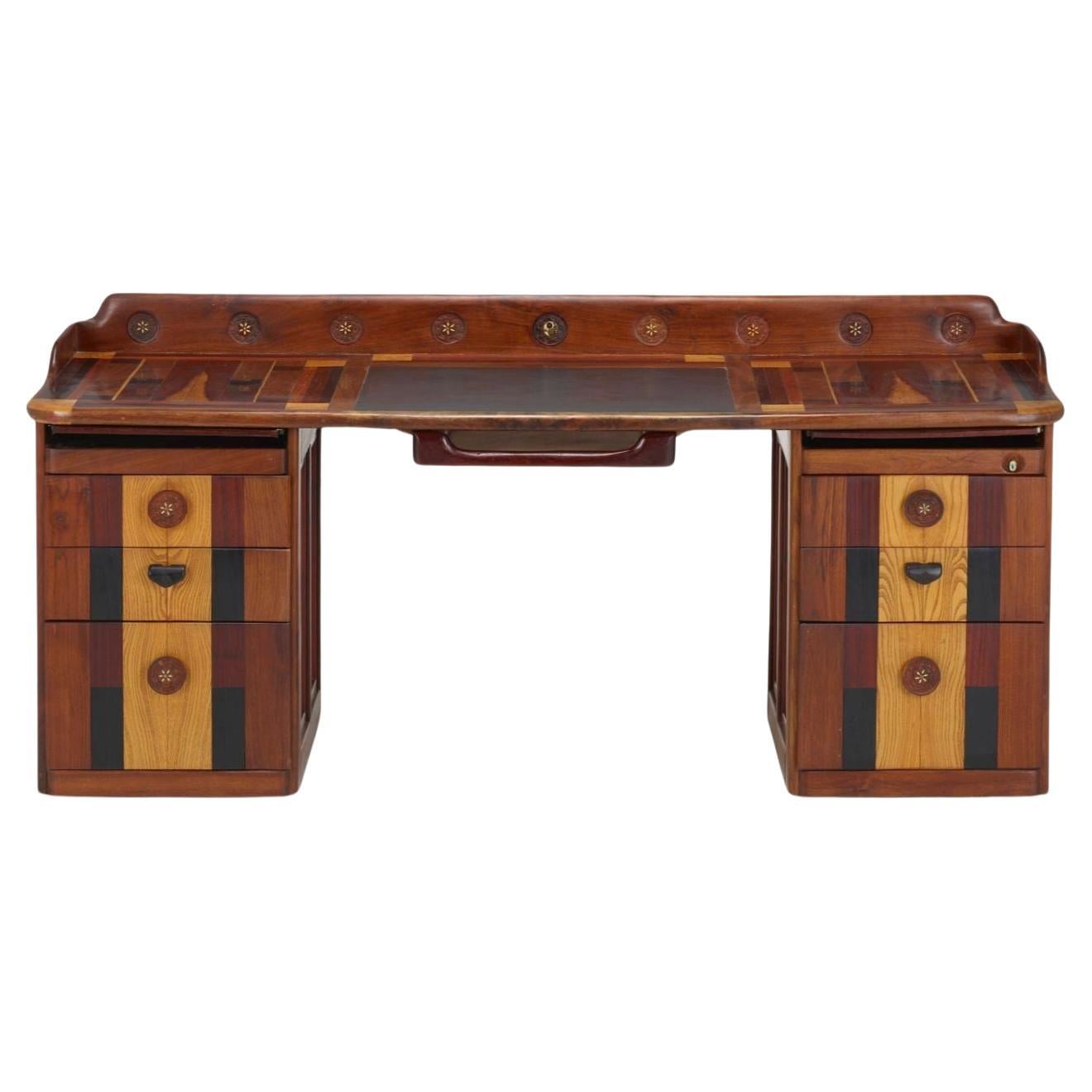 Phillip Lloyd Powell American Craft Custom Double Pedestal Desk For Sale