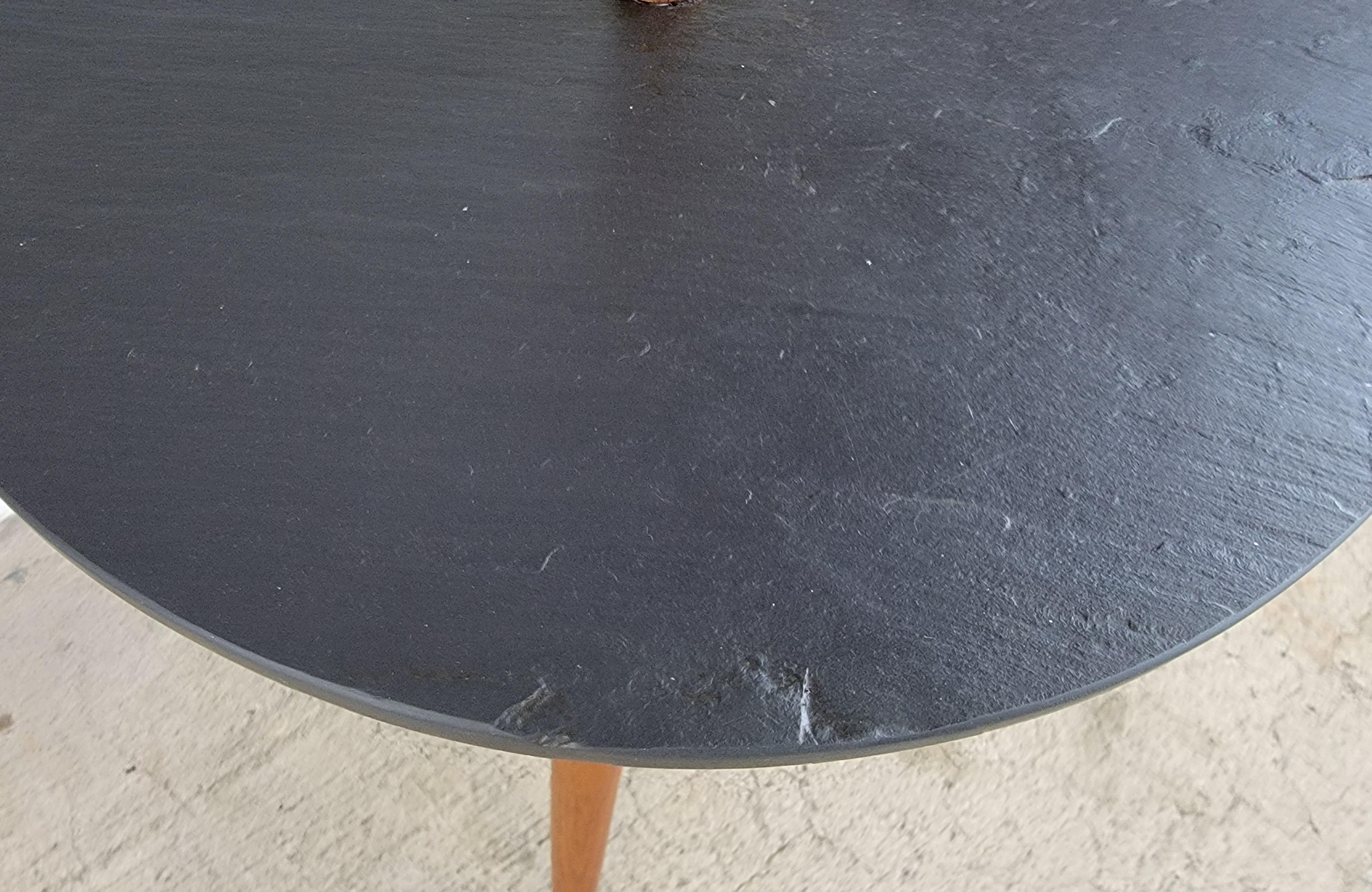 Phillip Lloyd Powell Attributed Tripod Slate Side Table For Sale 3