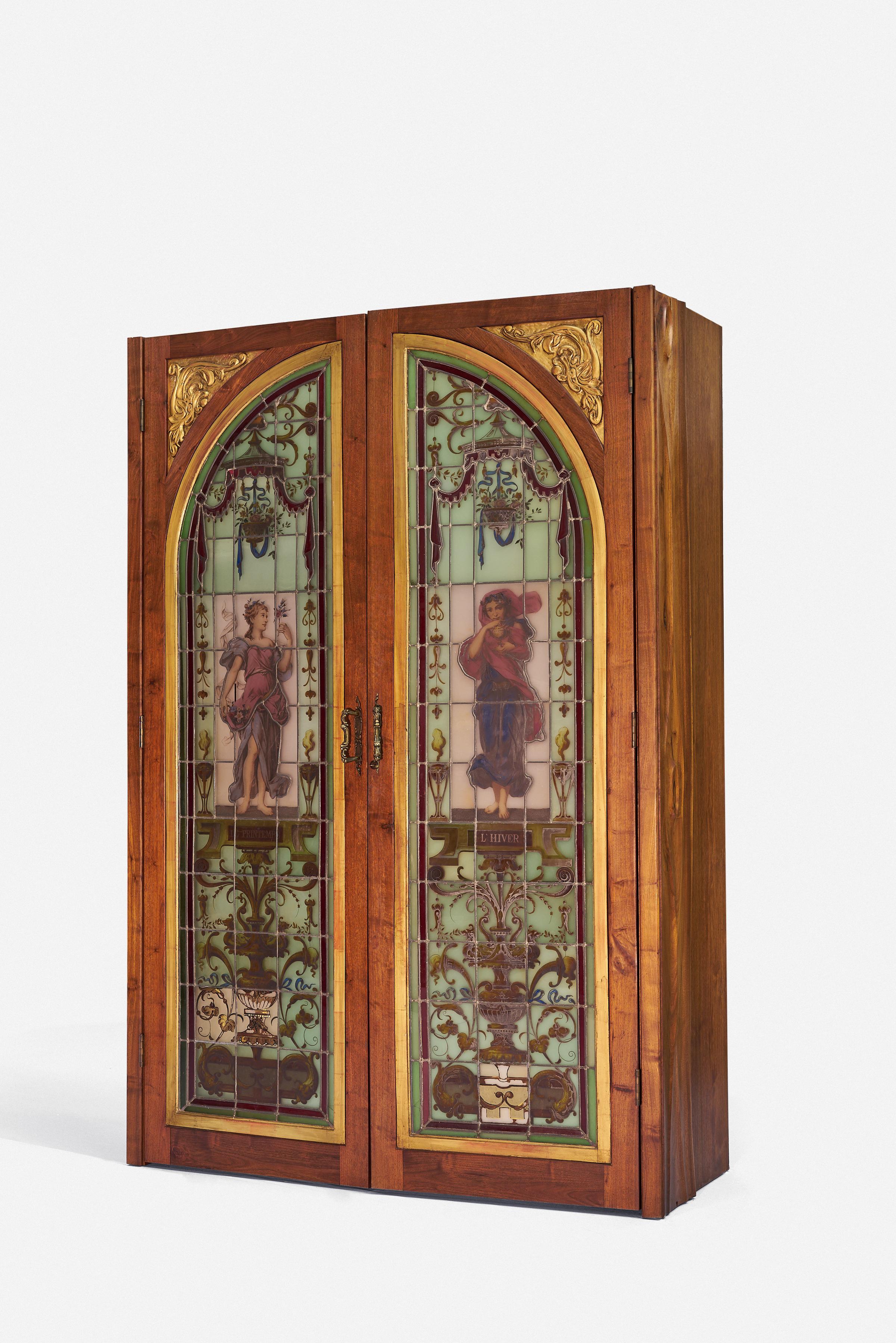 Hand-Carved Phillip Lloyd Powell Bar Cabinet For Sale