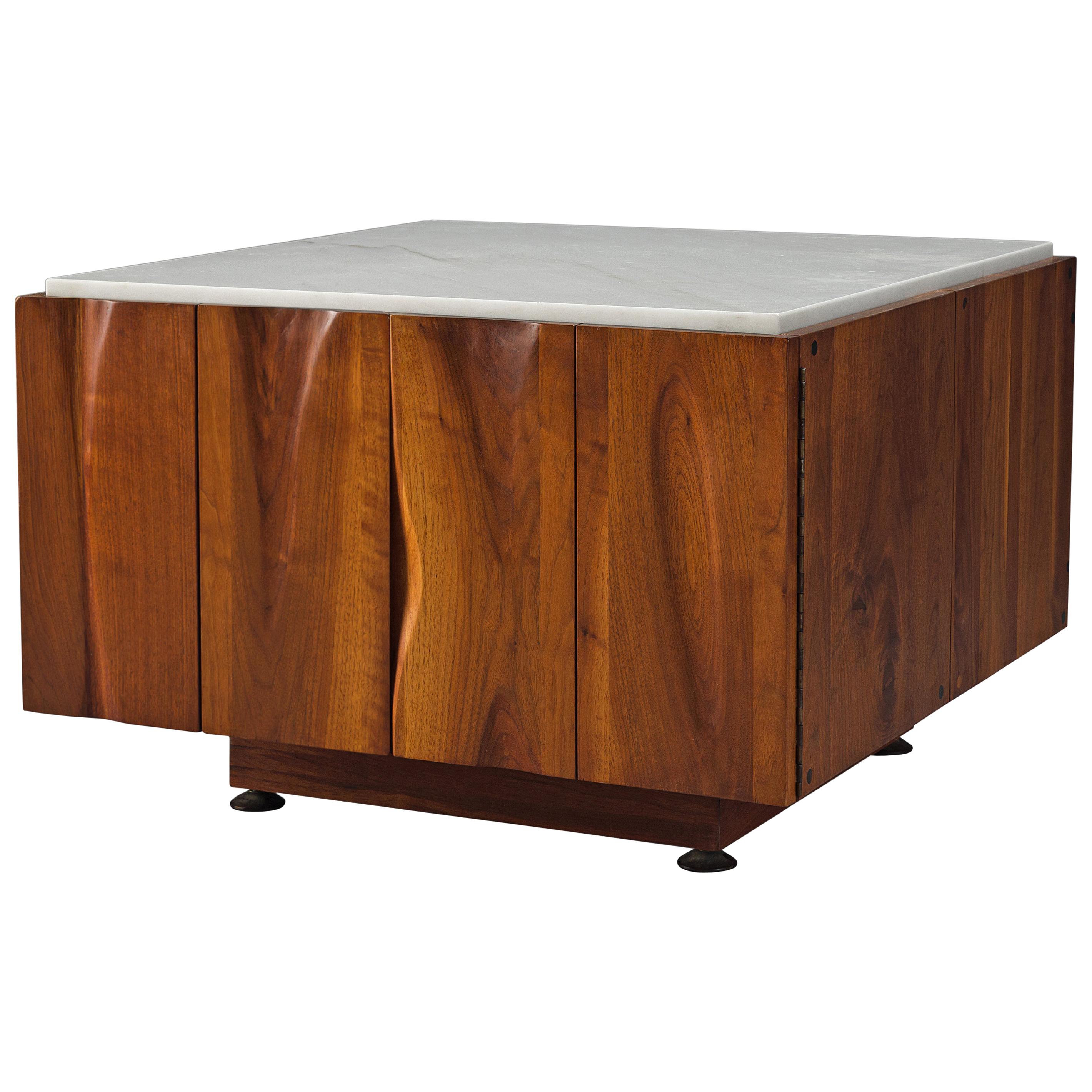 Phillip Lloyd Powell Coffee Table in Walnut and Marble with Hidden Storage