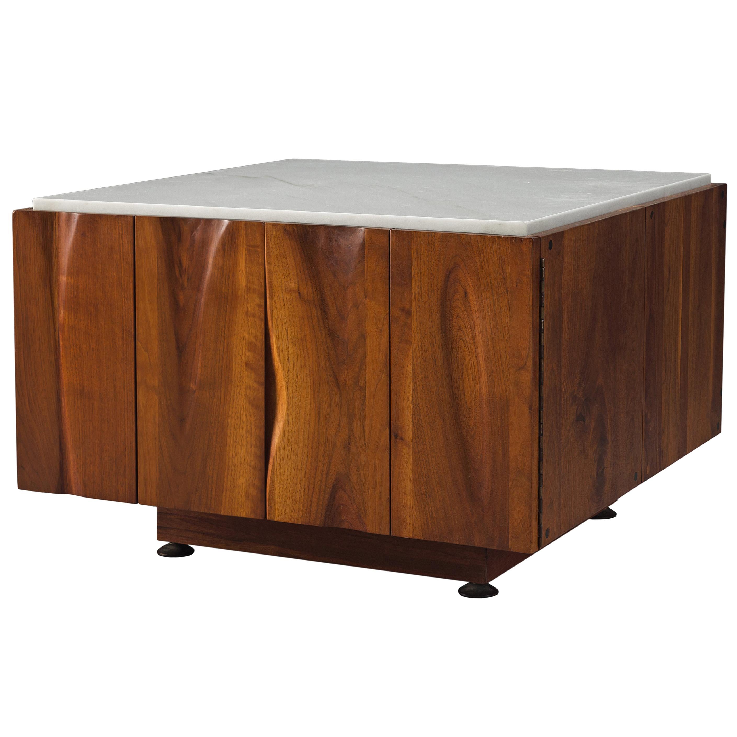 Phillip Lloyd Powell Coffee Table in Walnut and Marble with Storage
