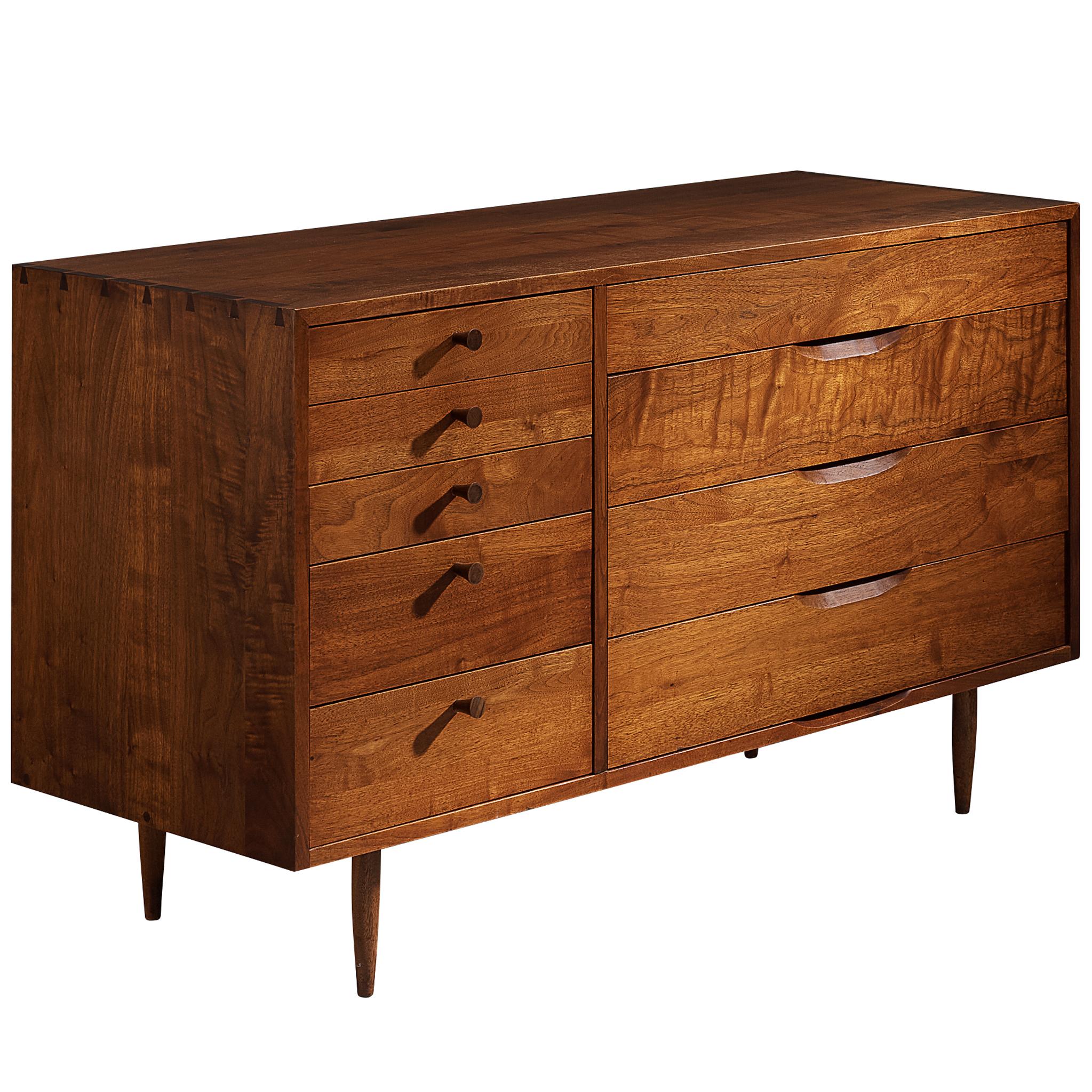 Phillip Lloyd Powell Custom-Made Chest of Drawers in Solid Walnut For Sale