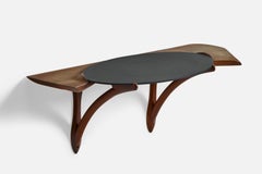 Phillip Lloyd Powell, Freeform Wall Console, Walnut, Slate, USA, 1970s