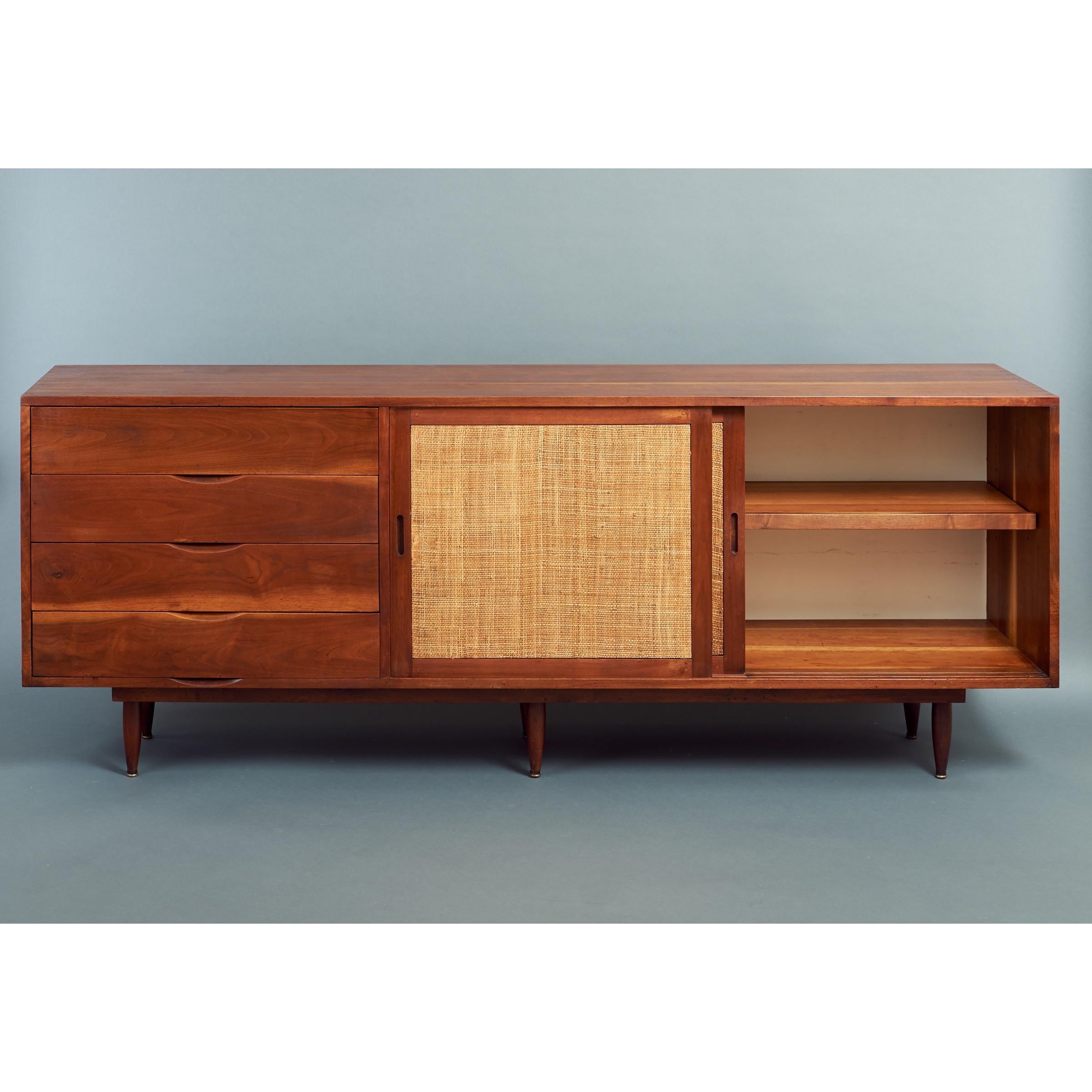 Phillip Lloyd Powell Imposing American Craft Cabinet in Walnut and Grass c. 1960 For Sale 2