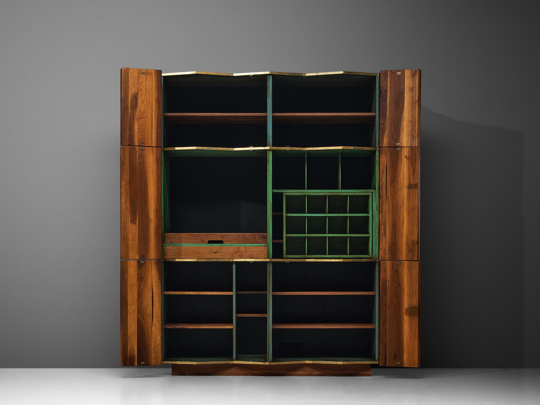 Phillip Lloyd Powell Large Cabinet in Walnut and Gold Leaf  For Sale 7