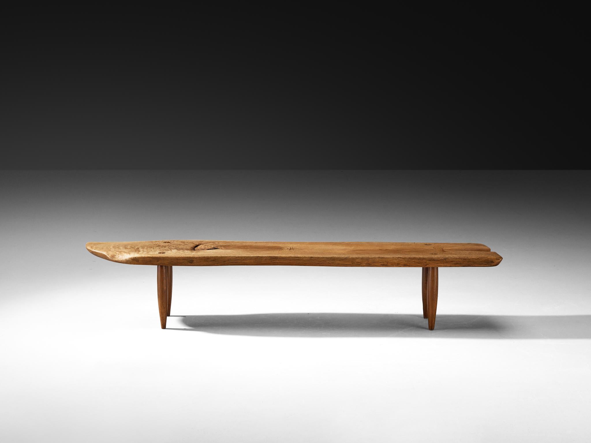 Phillip Lloyd Powell Table basse longue ou banc en noyer massif Bon état - En vente à Waalwijk, NL