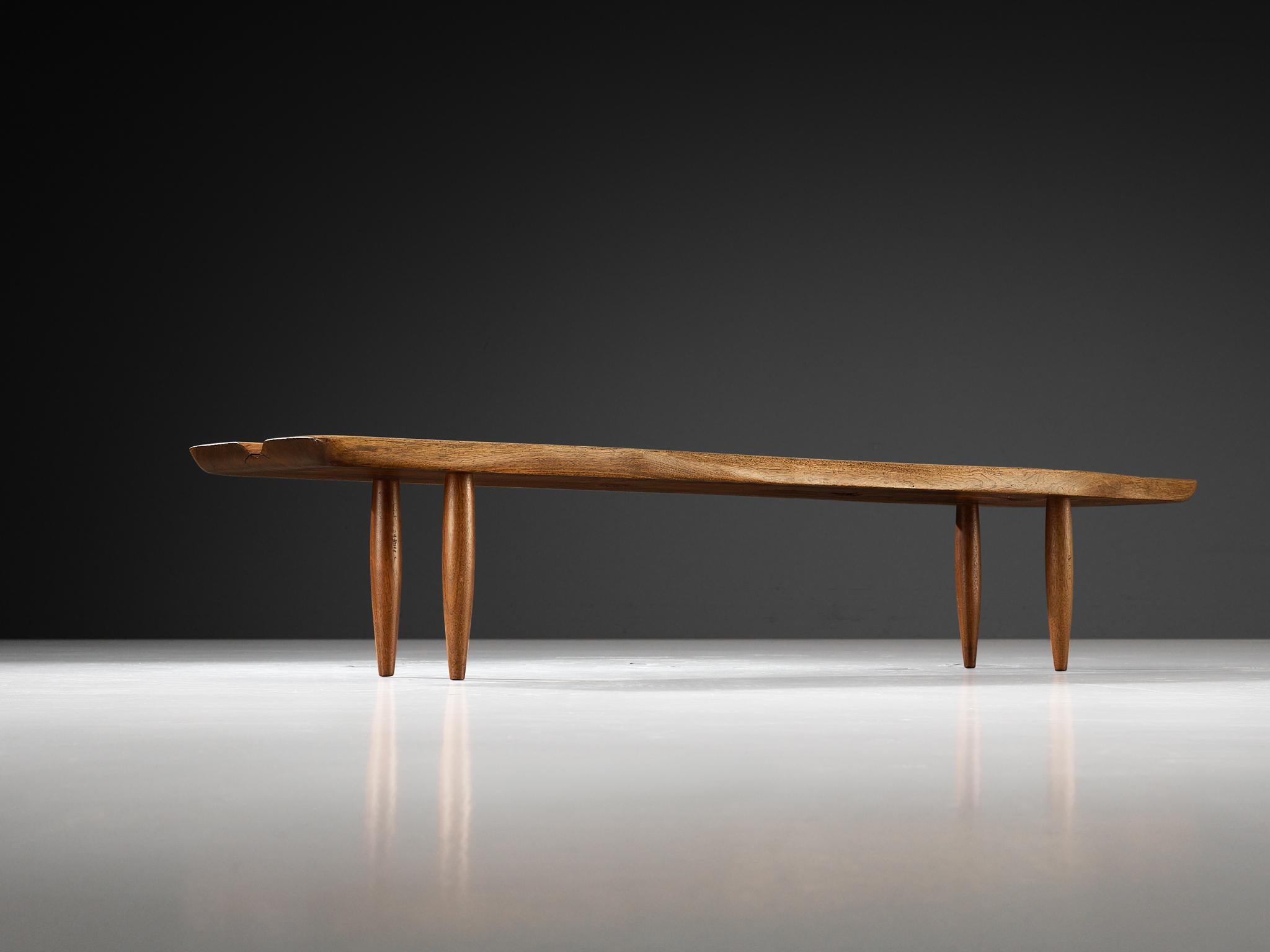Phillip Lloyd Powell Long Coffee Table or Bench in Solid Walnut For Sale 2