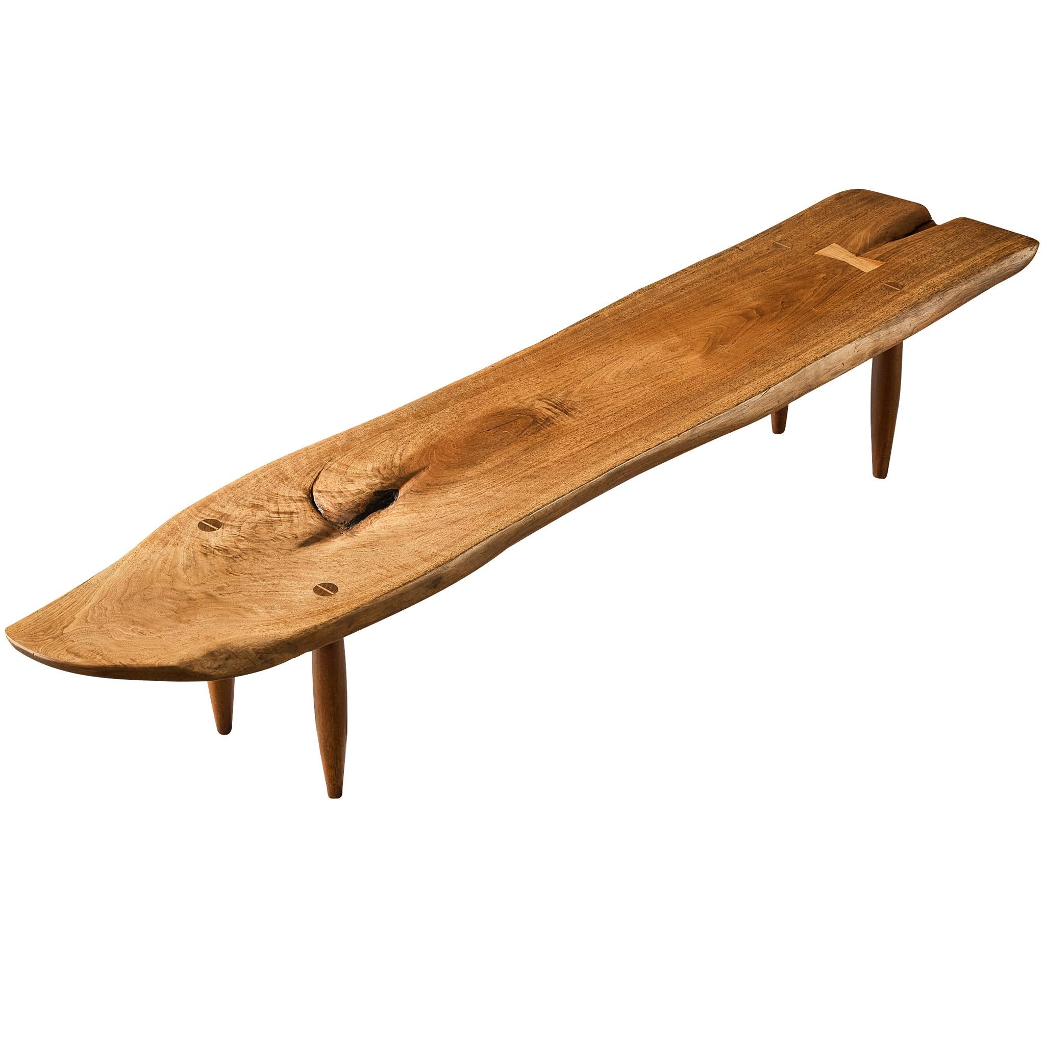 Phillip Lloyd Powell Long Coffee Table or Bench in Solid Walnut For Sale