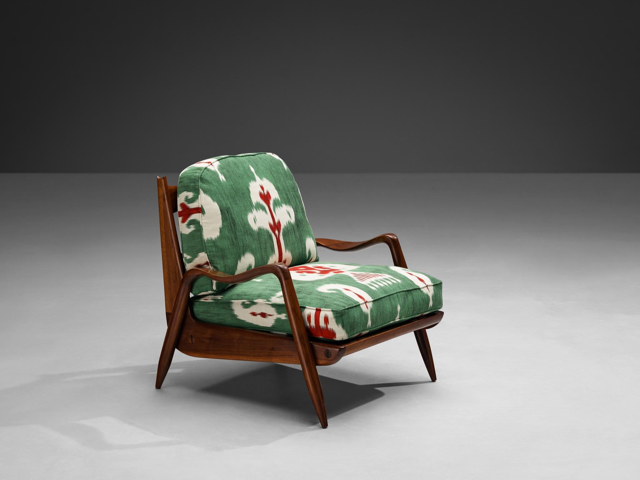 Philip Lloyd Powell, lounge chair ‘New Hope’, walnut, fabric 
