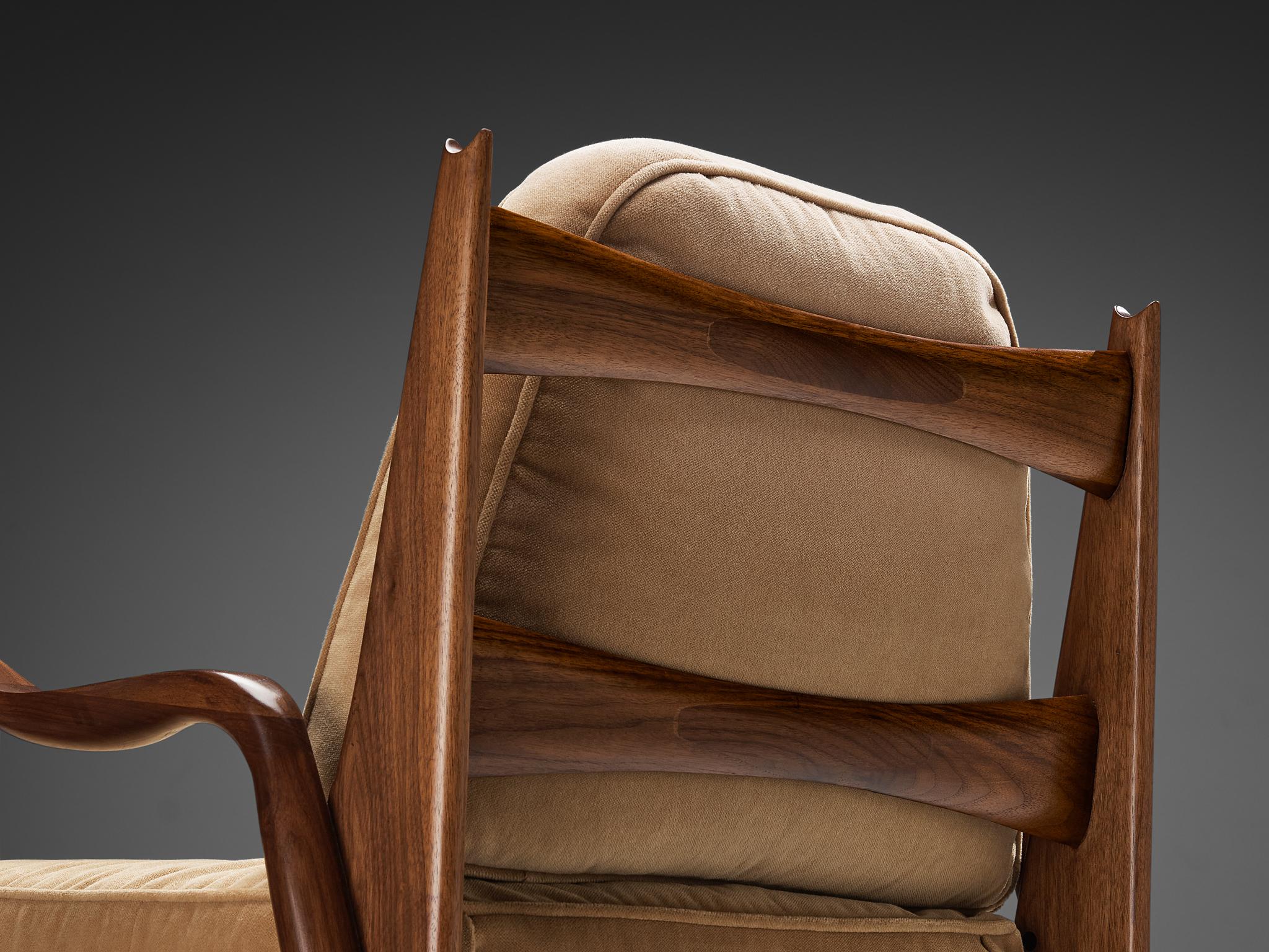 Mid-Century Modern Phillip Lloyd Powell 'New Hope' Lounge Chair in American Walnut