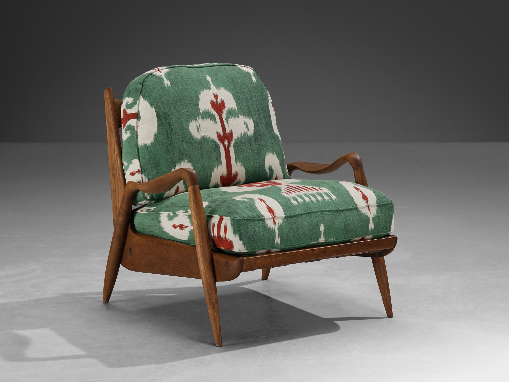 Mid-20th Century Phillip Lloyd Powell Pair of 'New Hope' Lounge Chairs in American Walnut  For Sale