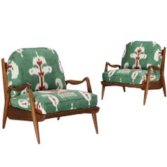 Vintage Phillip Lloyd Powell Pair of 'New Hope' Lounge Chairs in American Walnut 