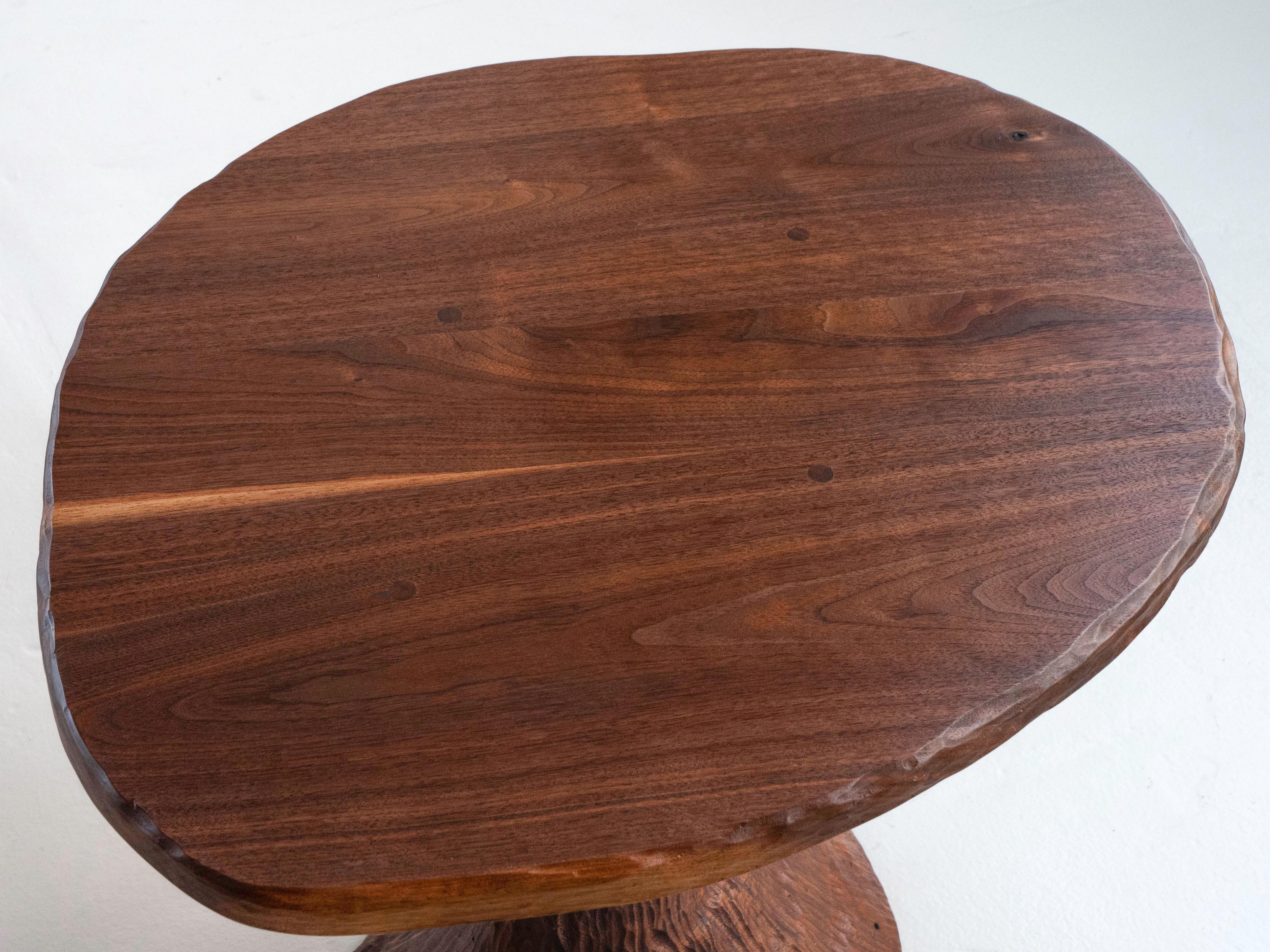 Phillip Lloyd Powell Pair of Solid Black Walnut Side Tables, Hand Carved 1960's For Sale 10