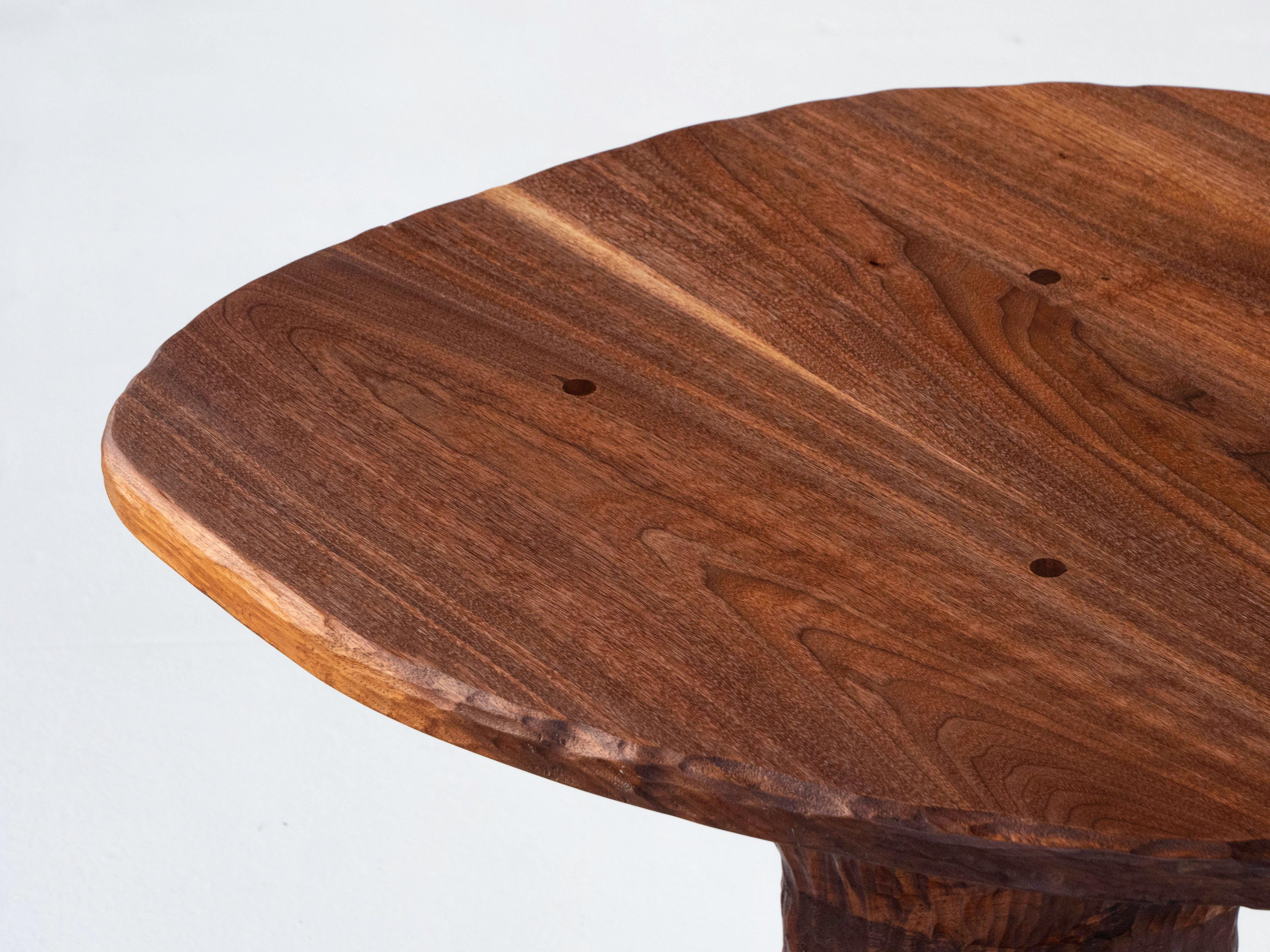 Phillip Lloyd Powell Pair of Solid Black Walnut Side Tables, Hand Carved 1960's For Sale 11