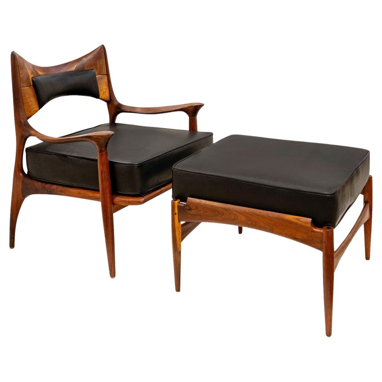 Phillip Lloyd Powell Rare and Iconic Chair and Ottoman Early-1960s