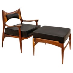 Phillip Lloyd Powell Rare and Iconic Chair and Ottoman Early-1960s