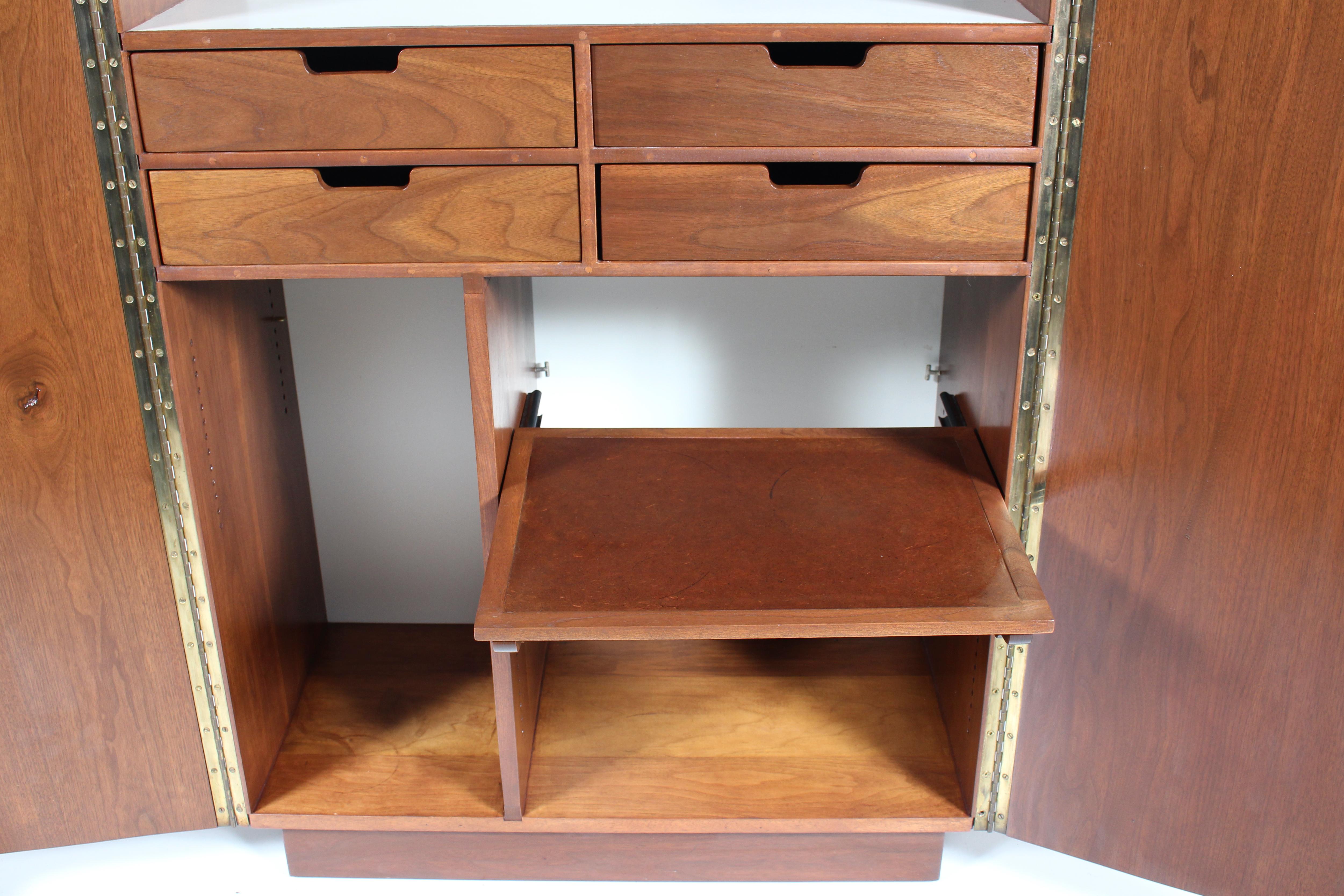 Phillip Lloyd Powell Two Door Walnut Bar Cabinet, Circa 1960 For Sale 11