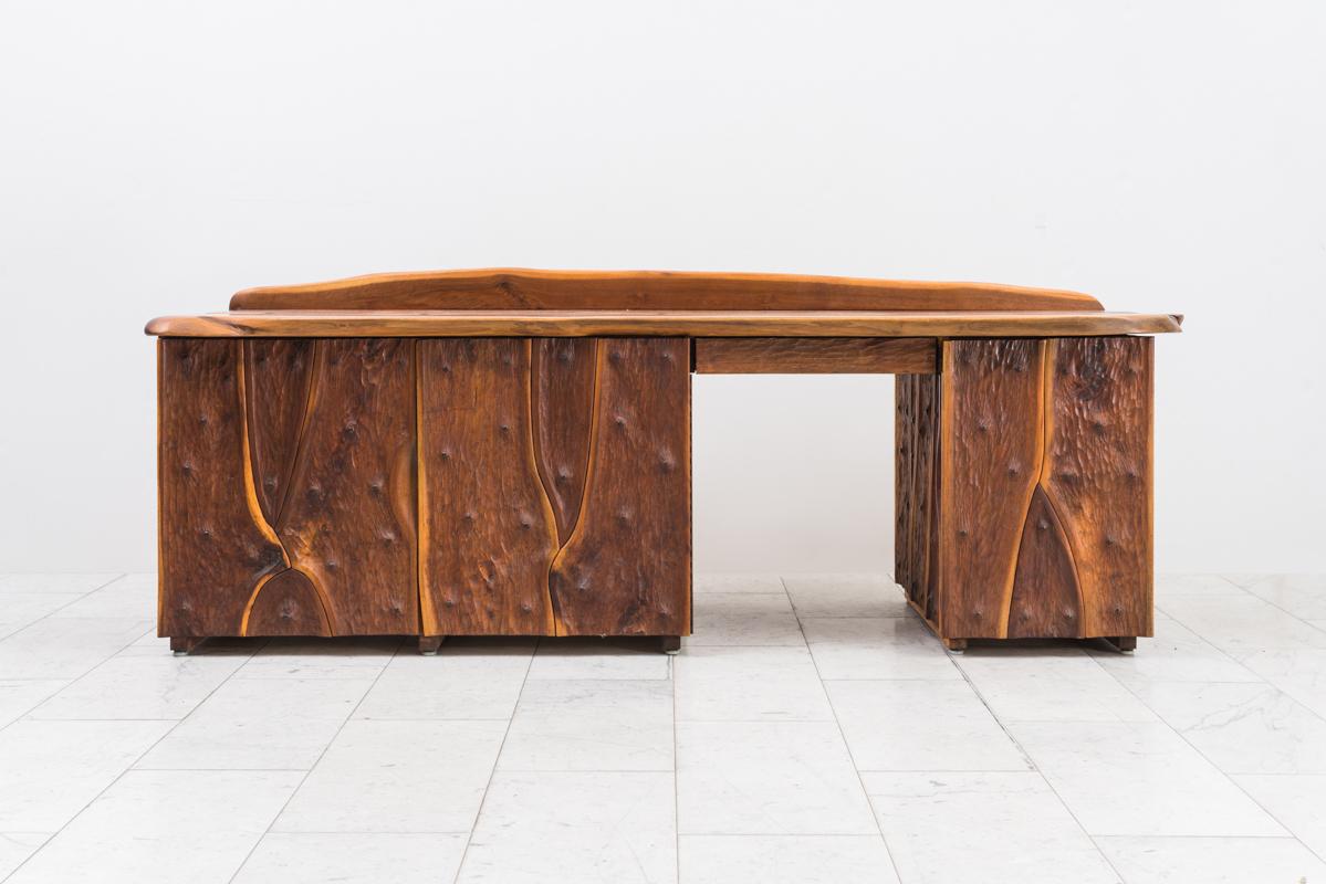 Mid-20th Century Phillip Lloyd Powell, Unique Carved Desk, USA For Sale